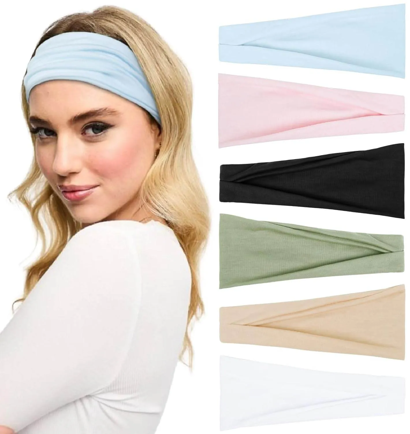 Huachi Non Slip Headbands for Fashion Workout Yoga Sports Exercise Sweatbands Summer Accessories Elastic Bands