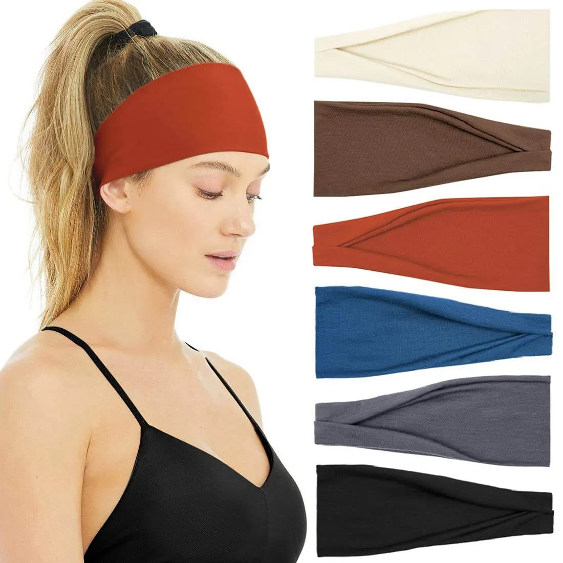 Huachi Non Slip Headbands for Fashion Workout Yoga Sports Exercise Sweatbands Summer Accessories Elastic Bands