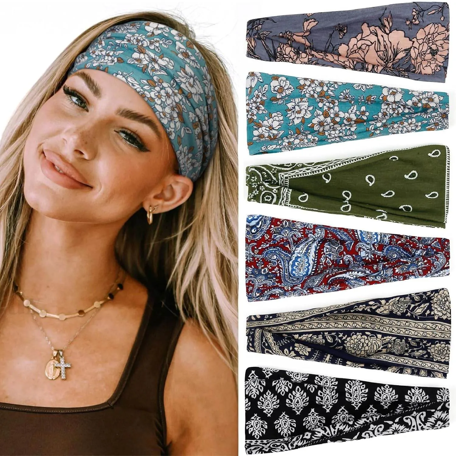 Huachi Non Slip Headbands for Fashion Workout Yoga Sports Exercise Sweatbands Summer Accessories Elastic Bands