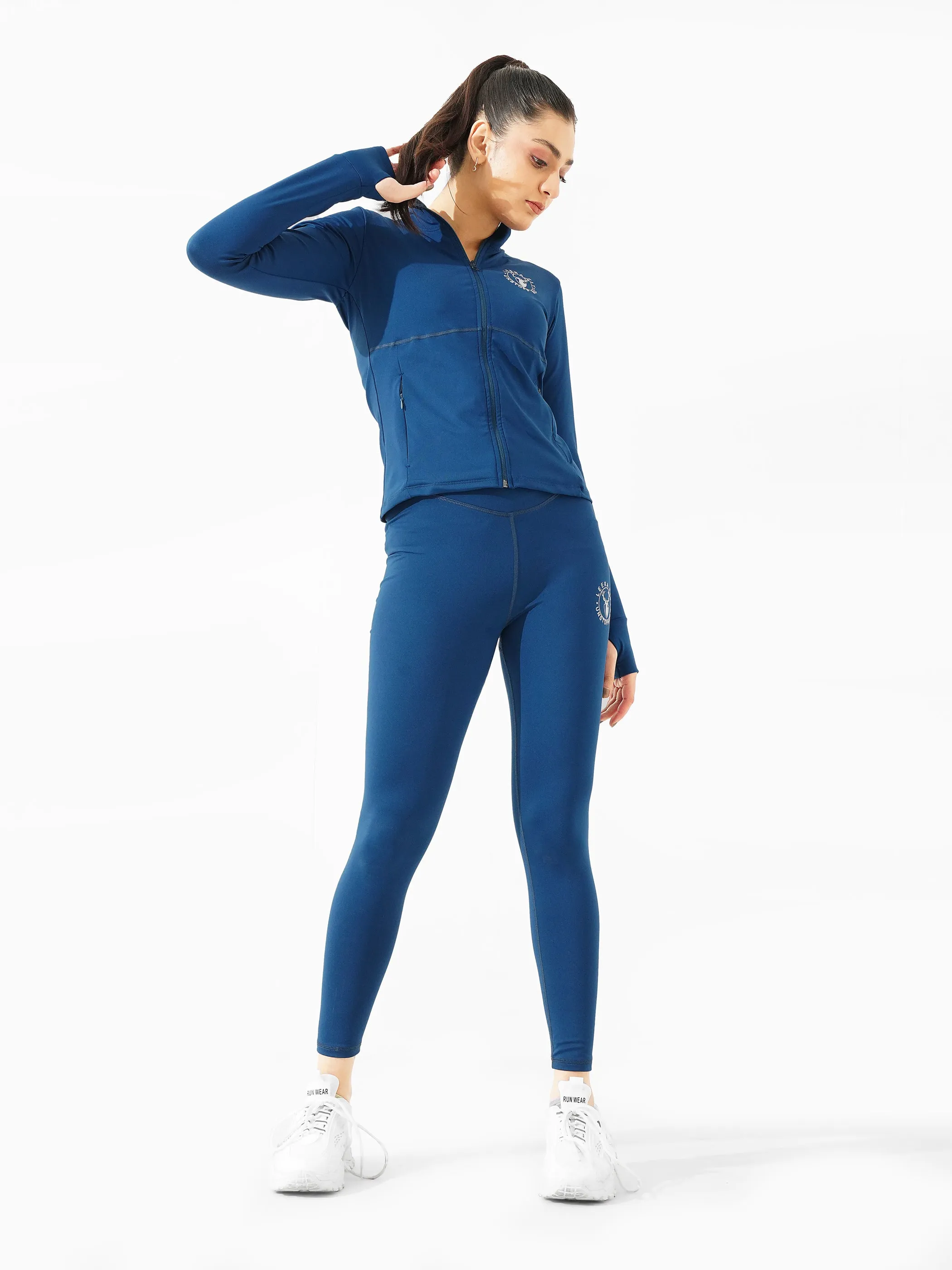 Hyperluxe Curved Legging in Teal Blue