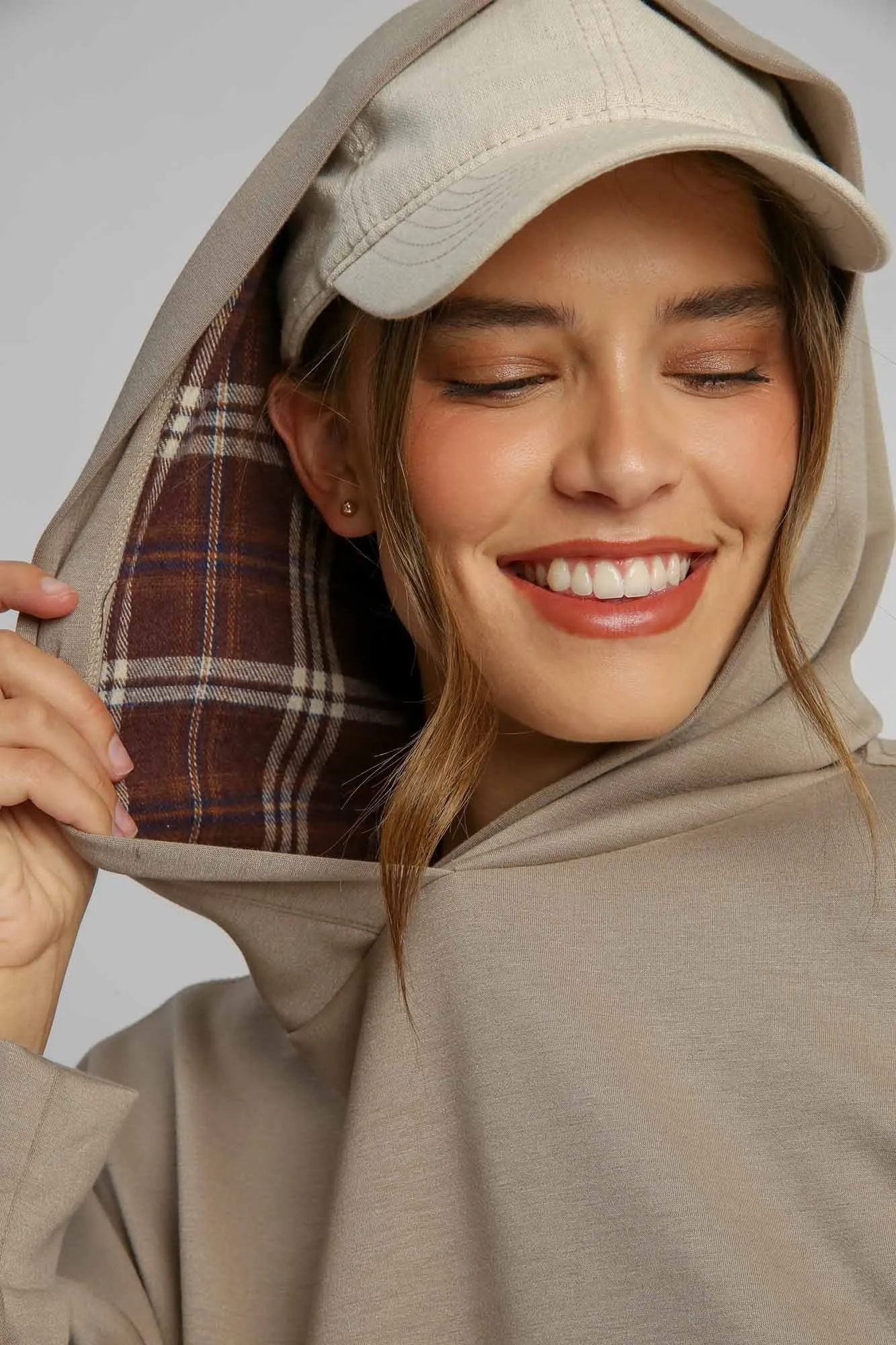 Interior Plaid Contrast Hoodie