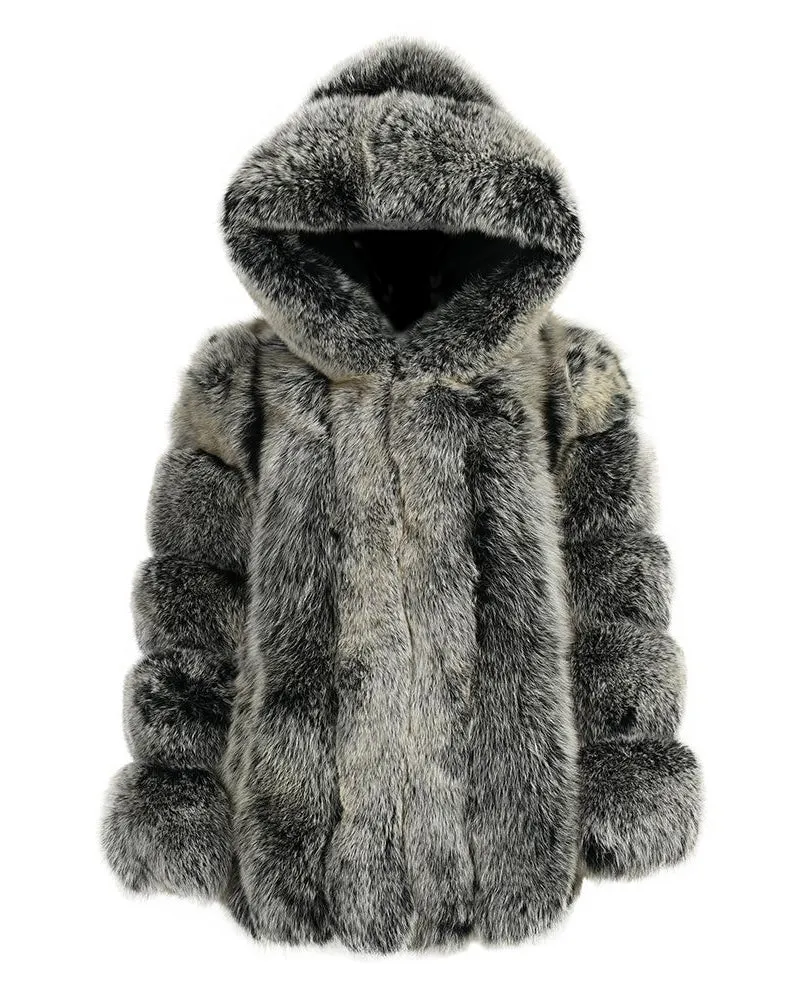 Isla™ | Luxe Hooded Straight Rows Coat