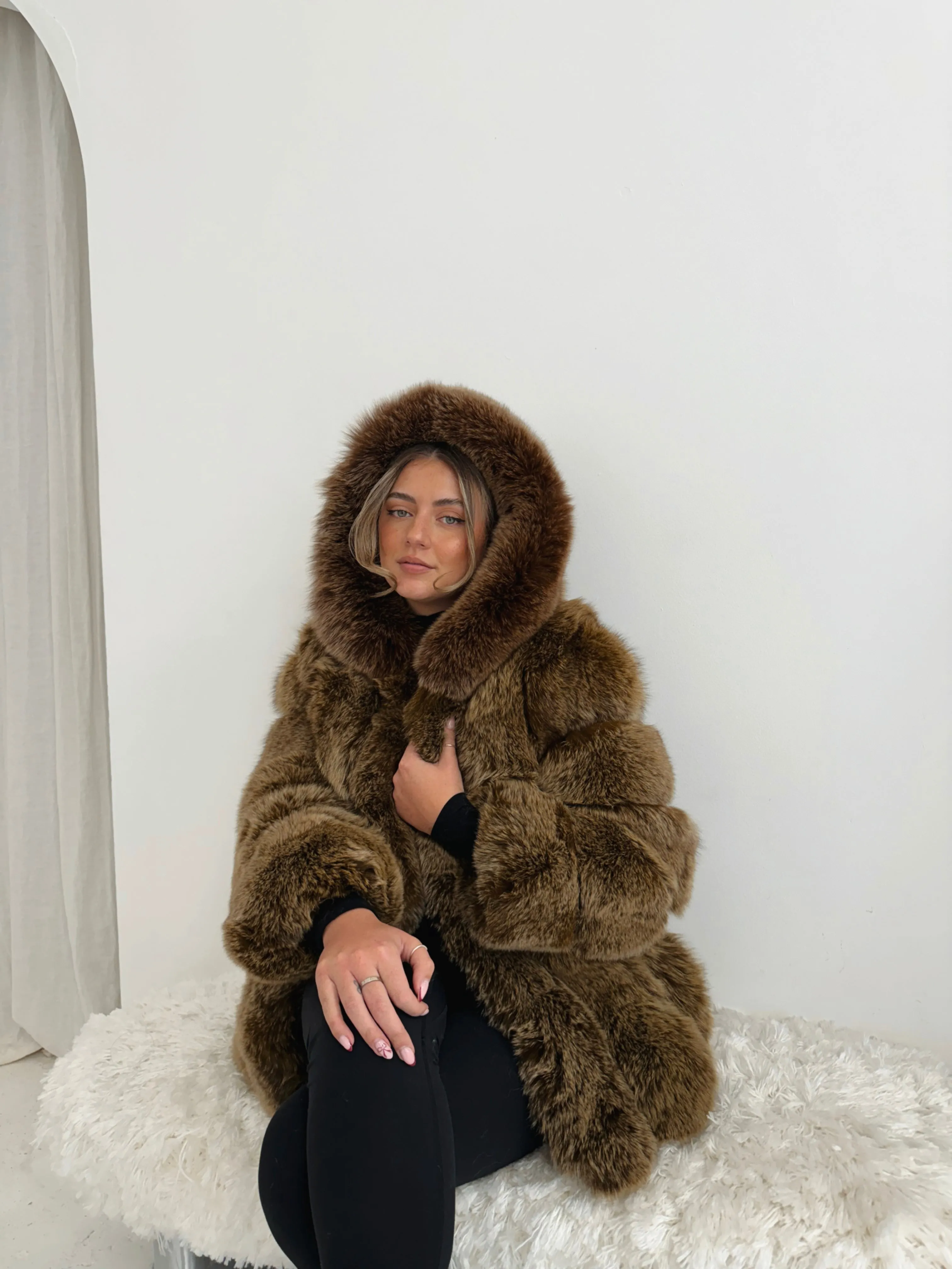 Isla™ | Luxe Hooded Straight Rows Coat