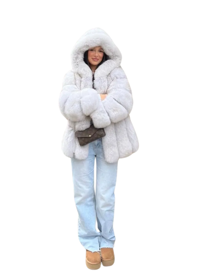 Isla™ | Luxe Hooded Straight Rows Coat