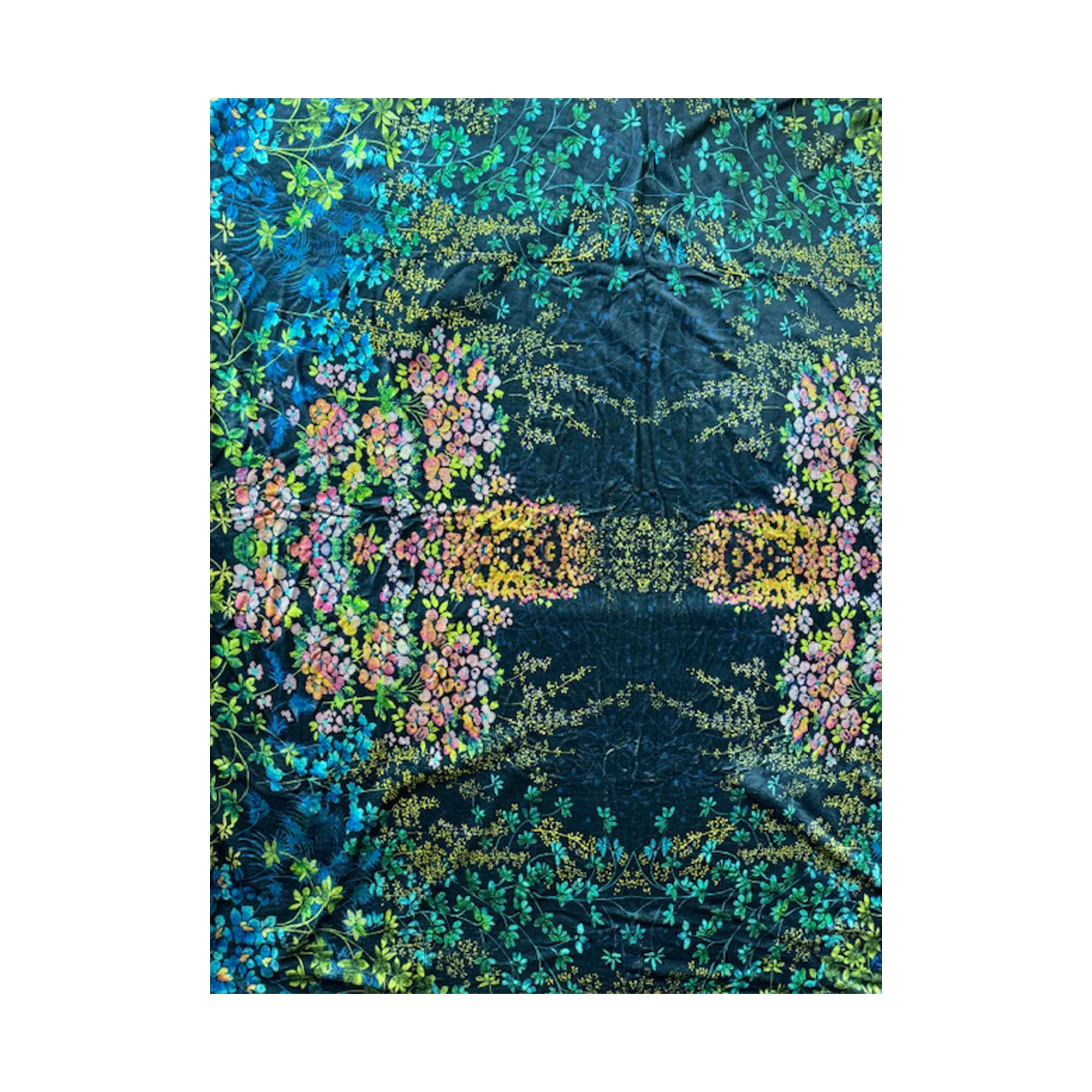 Johnny Was Laurel Canyon Paisley Tie Cozy Blanket Reversible Floral Home Navy Blue NEW