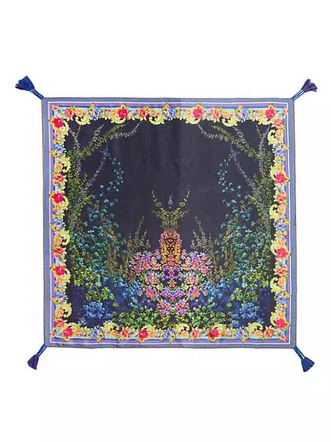 Johnny Was Laurel Canyon Paisley Tie Cozy Blanket Reversible Floral Home Navy Blue NEW
