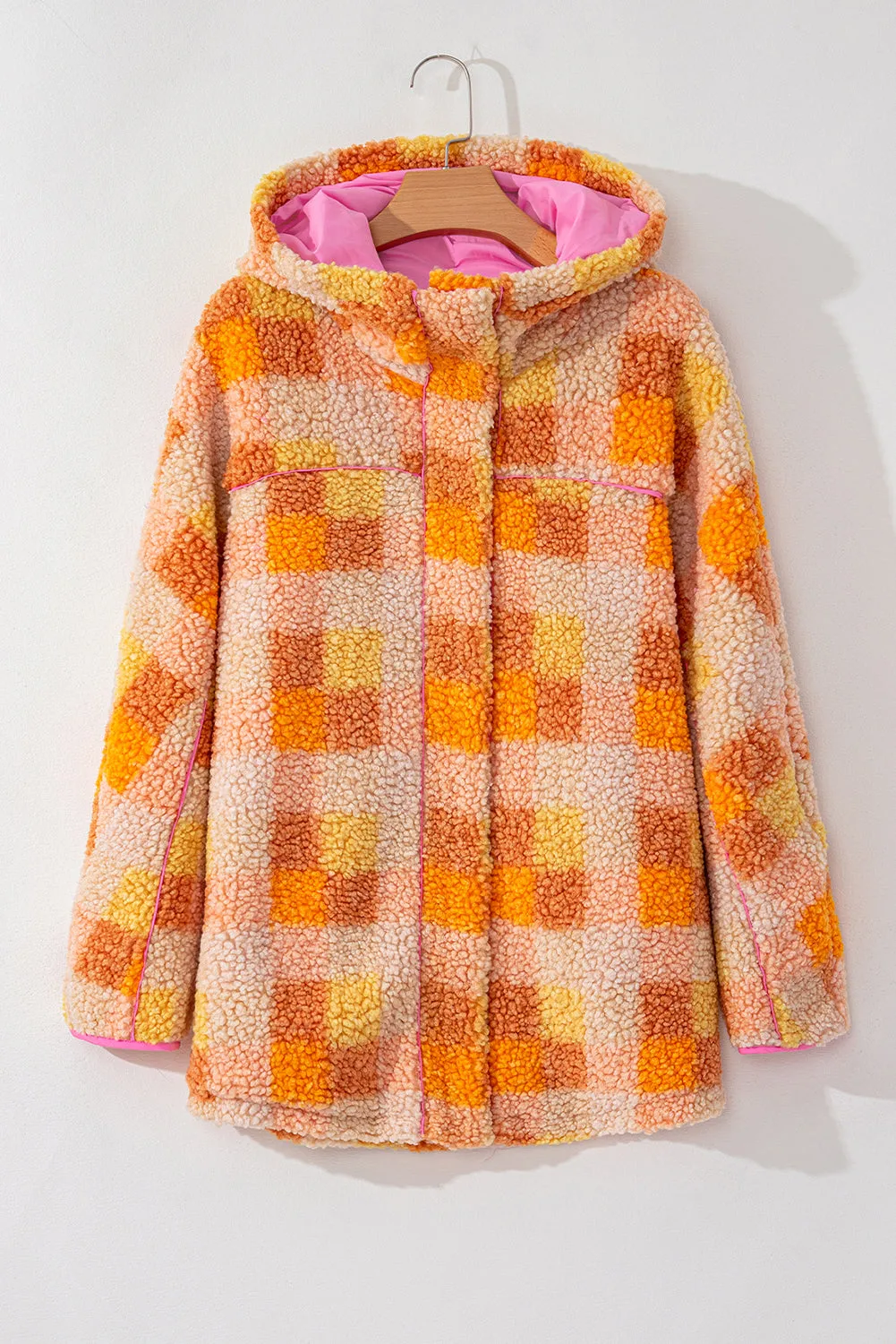KaleaBoutique Checkered Sherpa Hooded Jacket