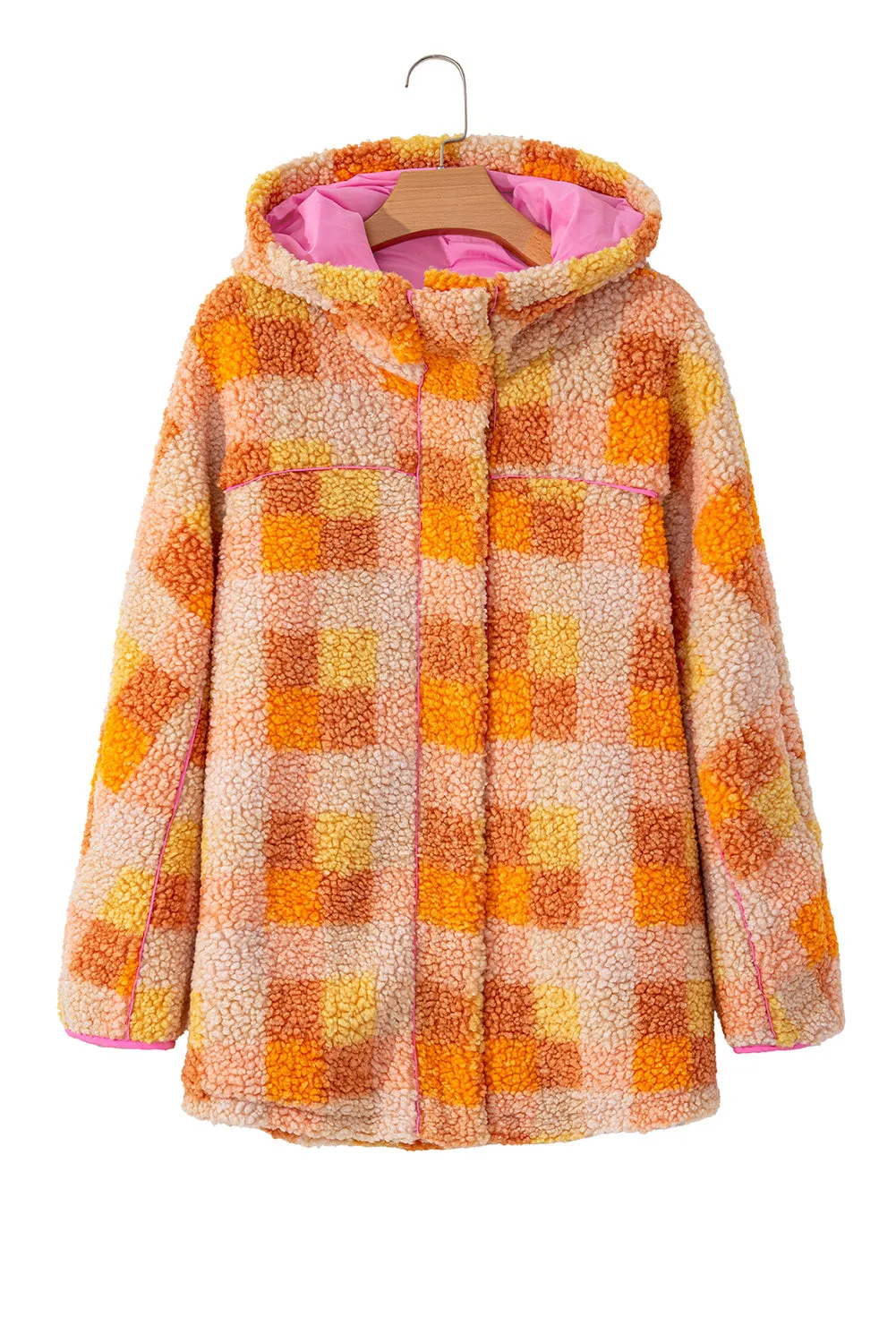 KaleaBoutique Checkered Sherpa Hooded Jacket
