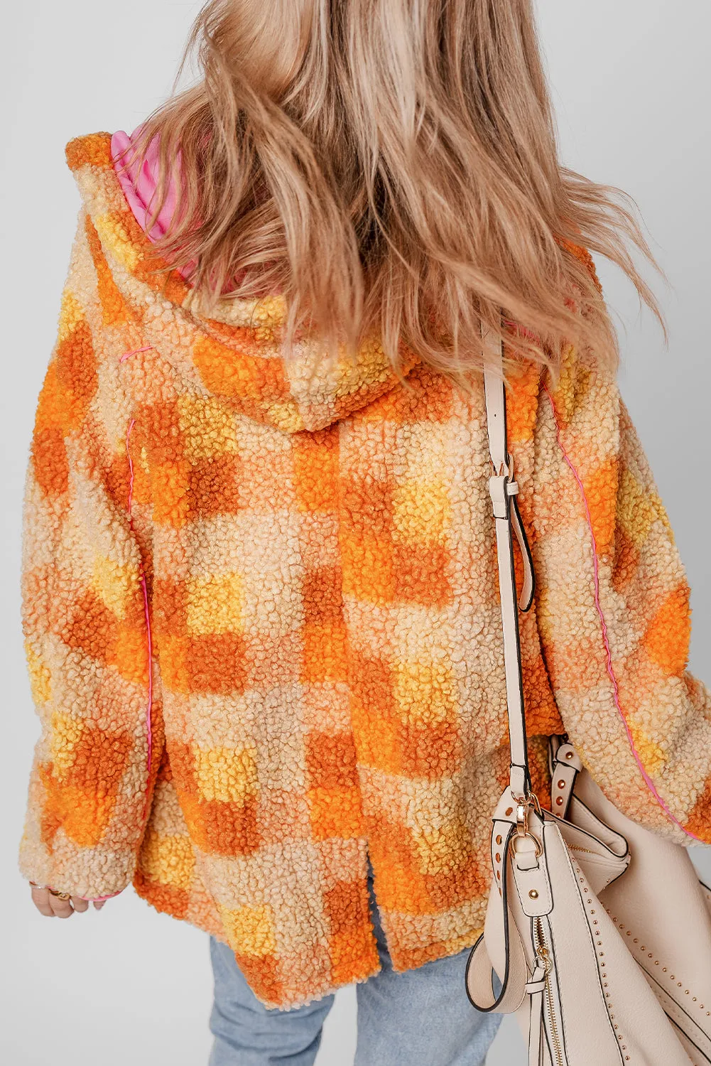 KaleaBoutique Checkered Sherpa Hooded Jacket