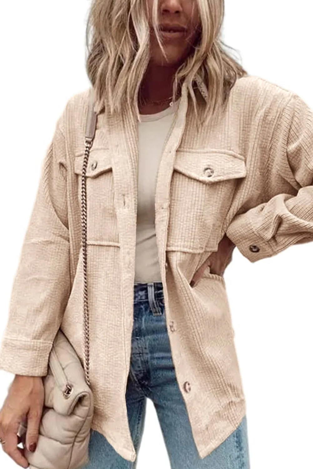 KaleaBoutique Corduroy Flap Pocket Button Up Shacket