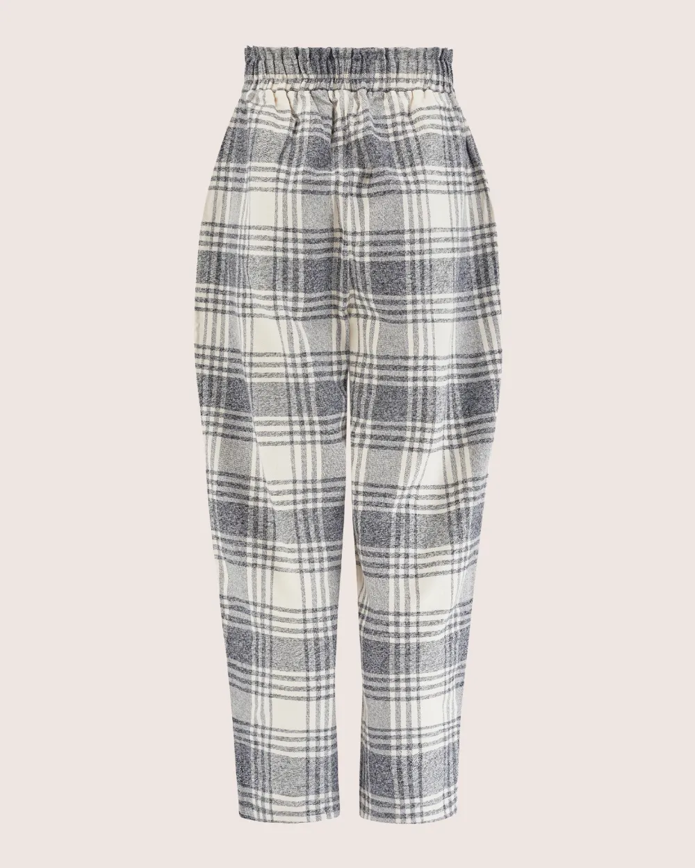 Kate Multicolour Brushed Check Print Barrel Leg Trousers