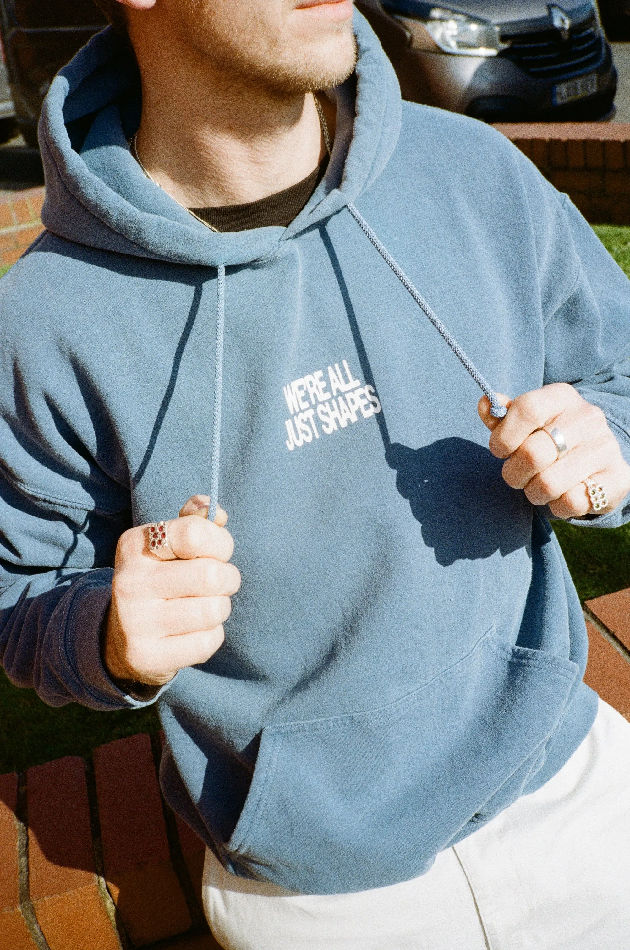 KBAR X UN:IK 'Shapes' Vintage Washed Hoodie - Slate Blue