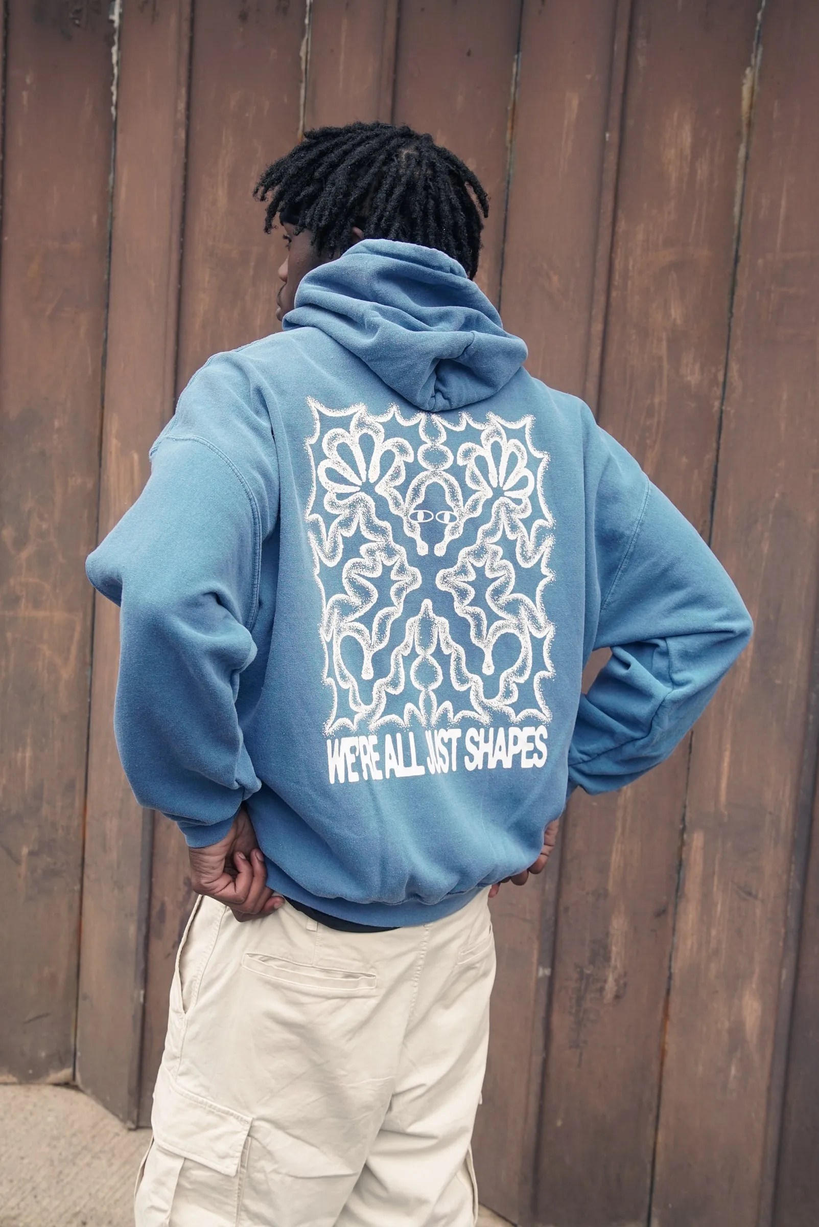KBAR X UN:IK 'Shapes' Vintage Washed Hoodie - Slate Blue
