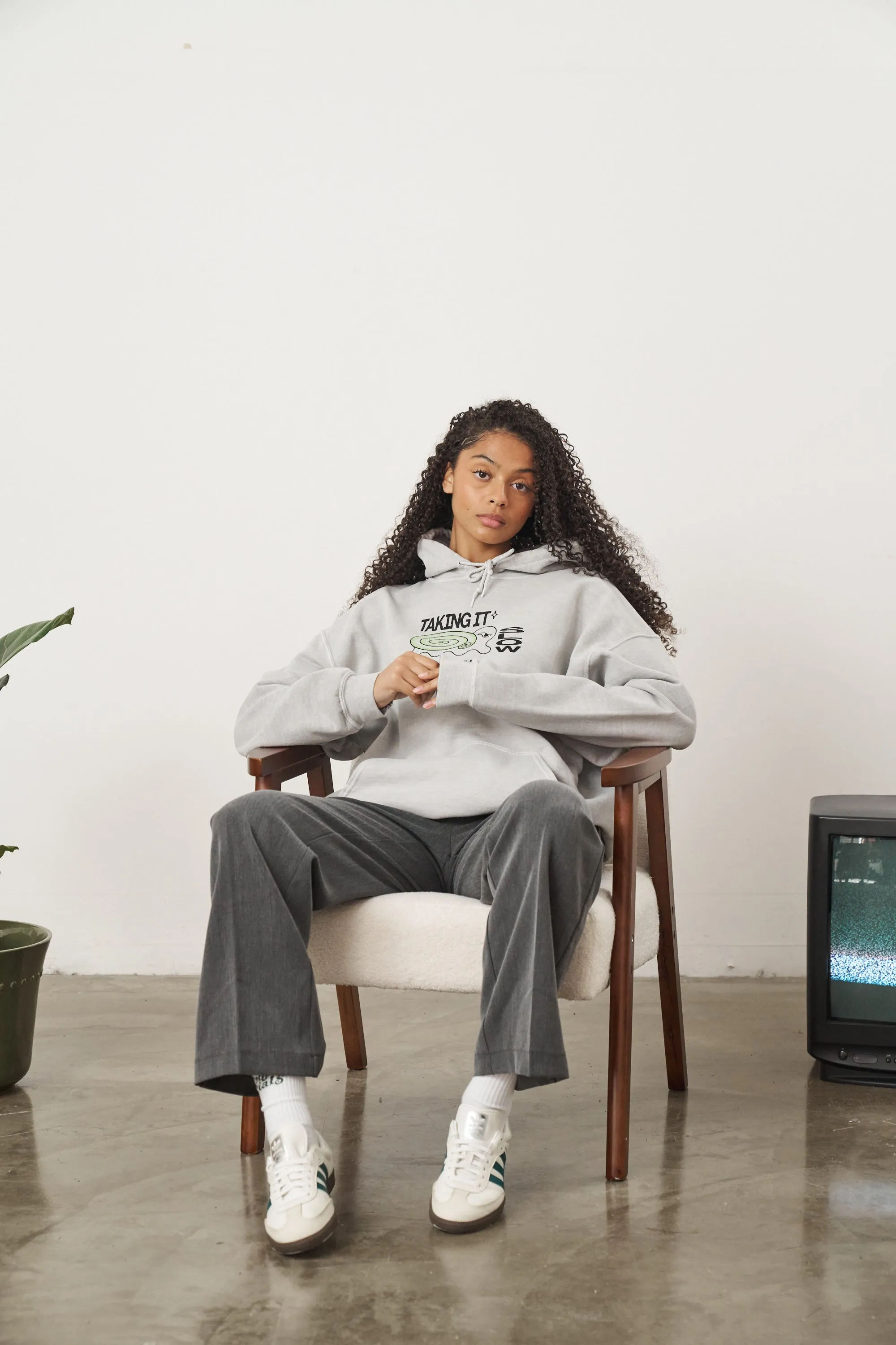 KBAR X UN:IK 'Taking It Slow' Vintage Washed Hoodie - Grey