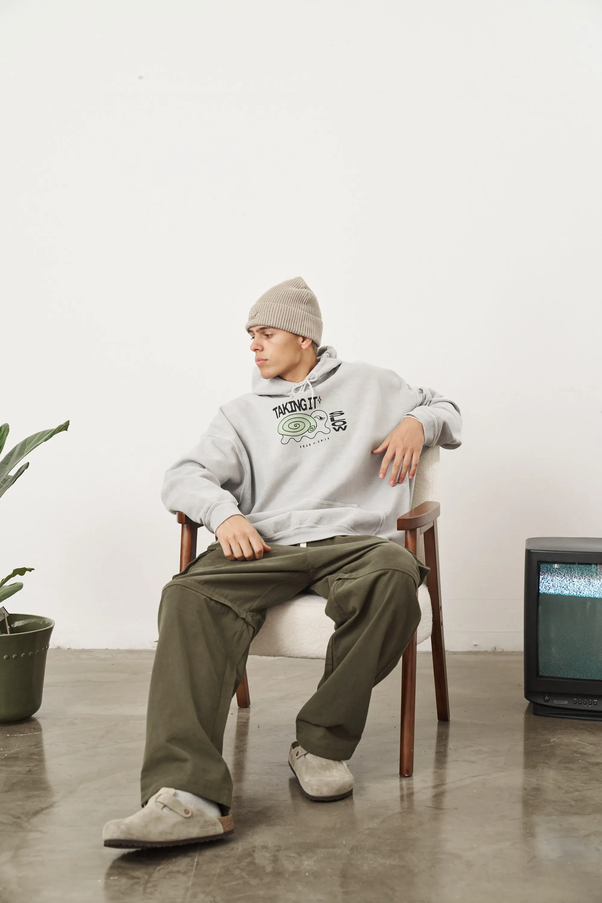 KBAR X UN:IK 'Taking It Slow' Vintage Washed Hoodie - Grey
