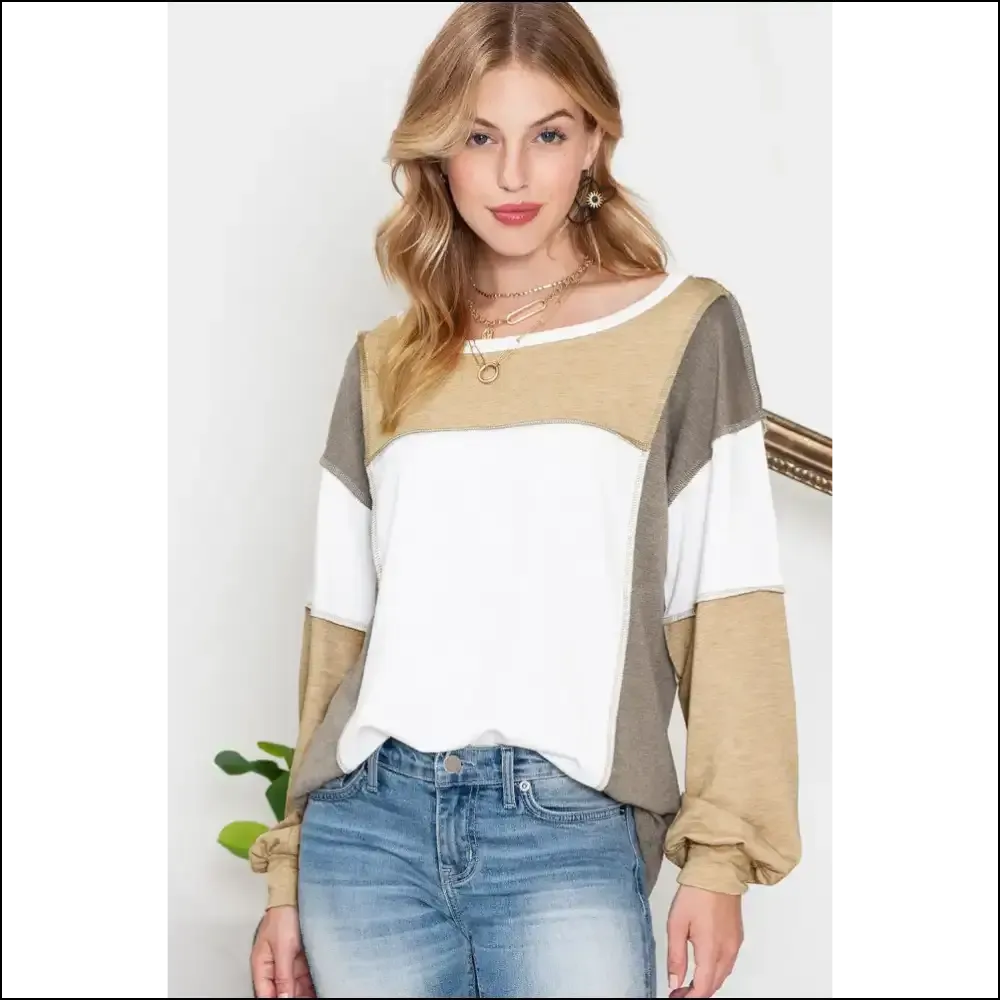 Khaki Color Block: Needful Things' "Accidentally Chic" Top 😂