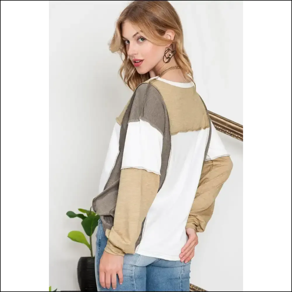 Khaki Color Block: Needful Things' "Accidentally Chic" Top 😂