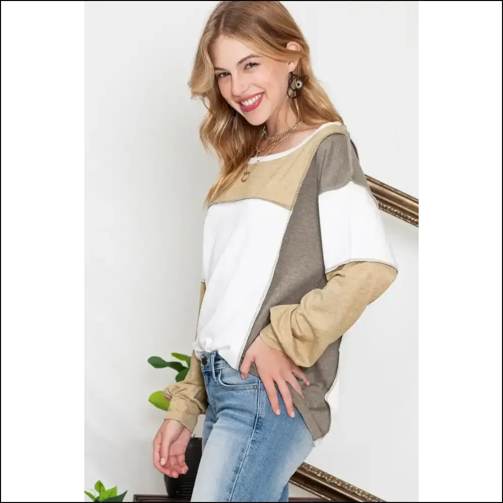 Khaki Color Block: Needful Things' "Accidentally Chic" Top 😂