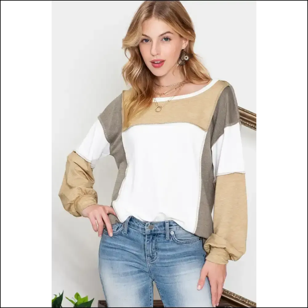 Khaki Color Block: Needful Things' "Accidentally Chic" Top 😂