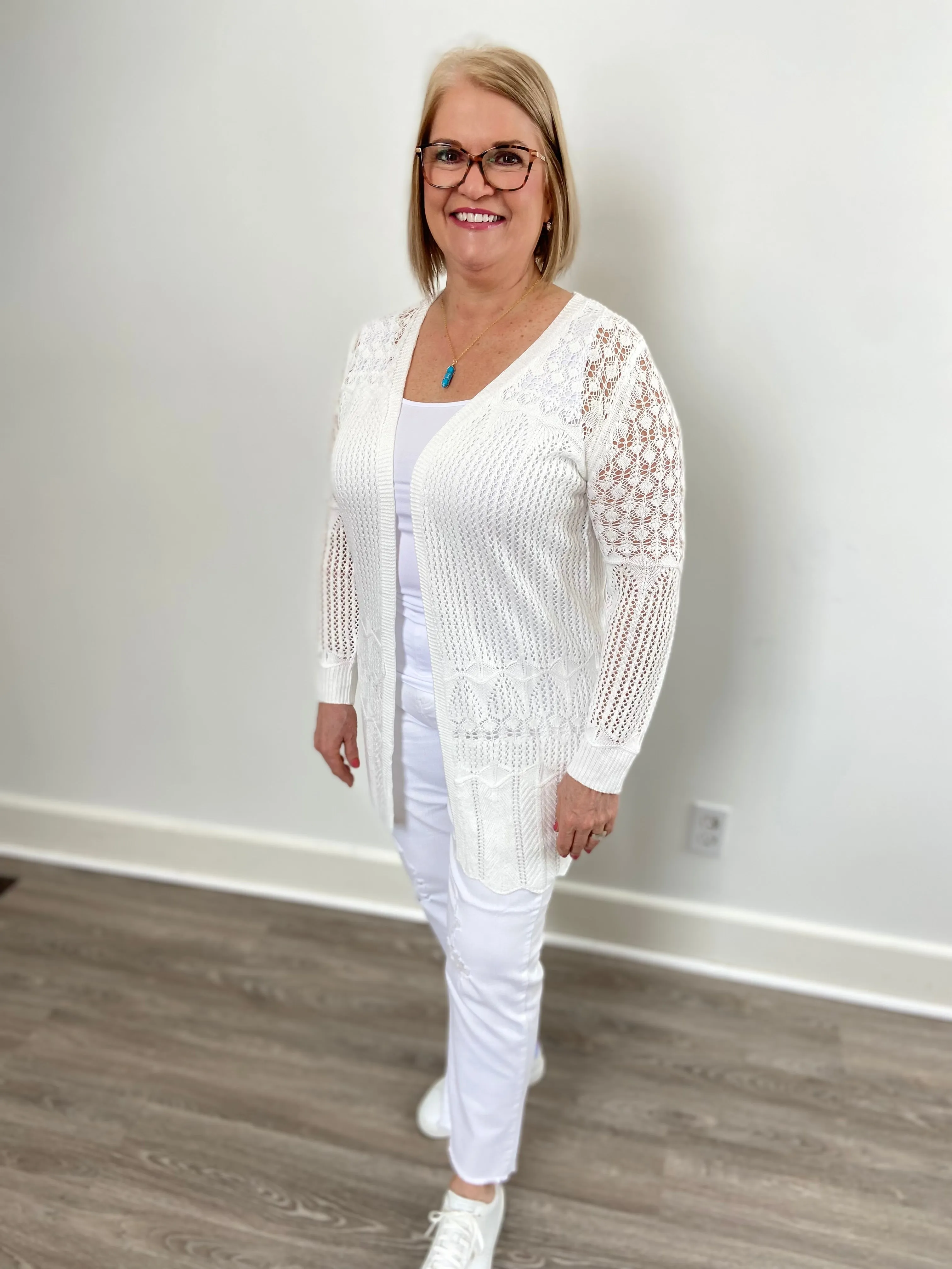 Lace Open-Front Cardigan