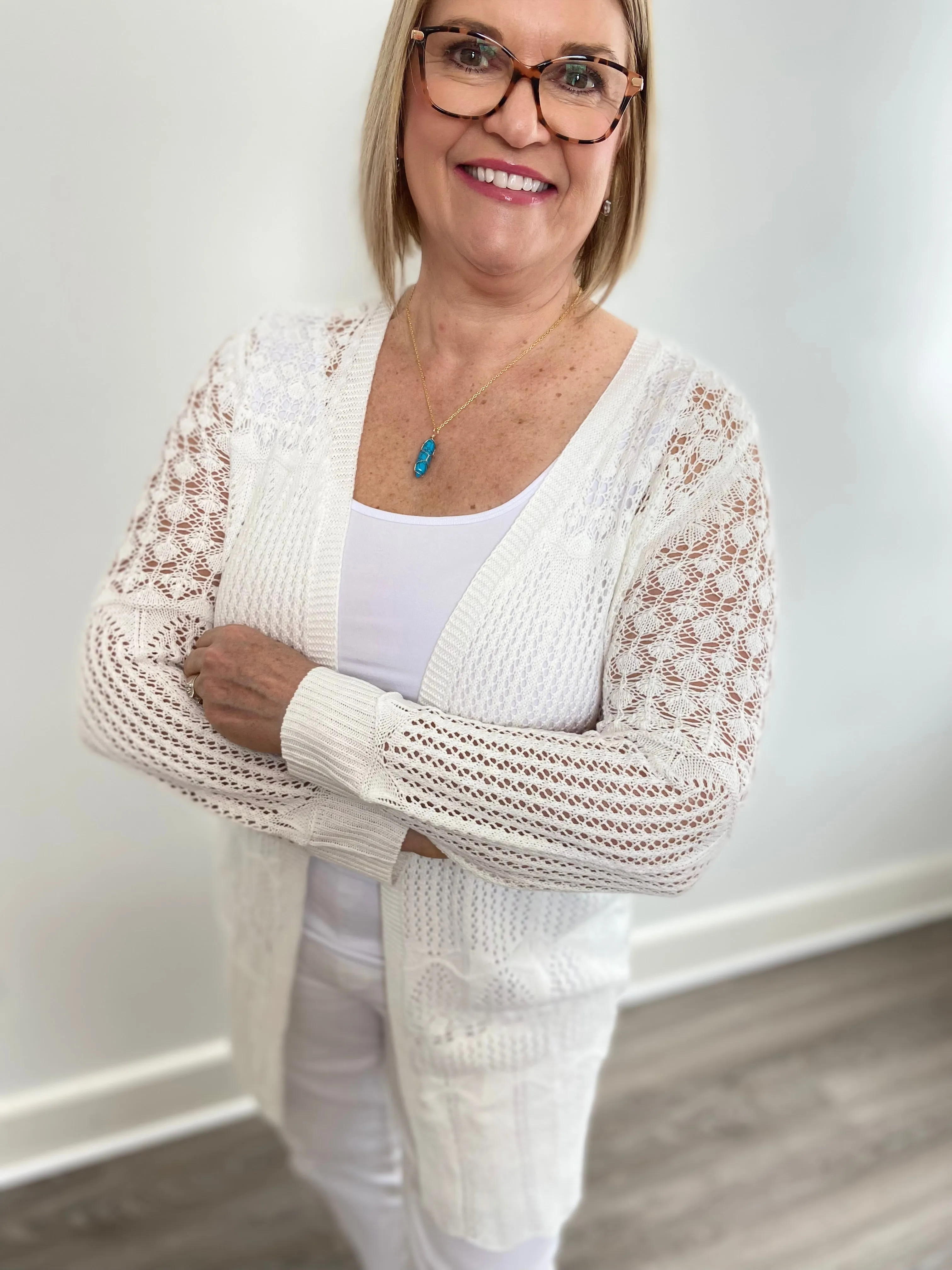 Lace Open-Front Cardigan