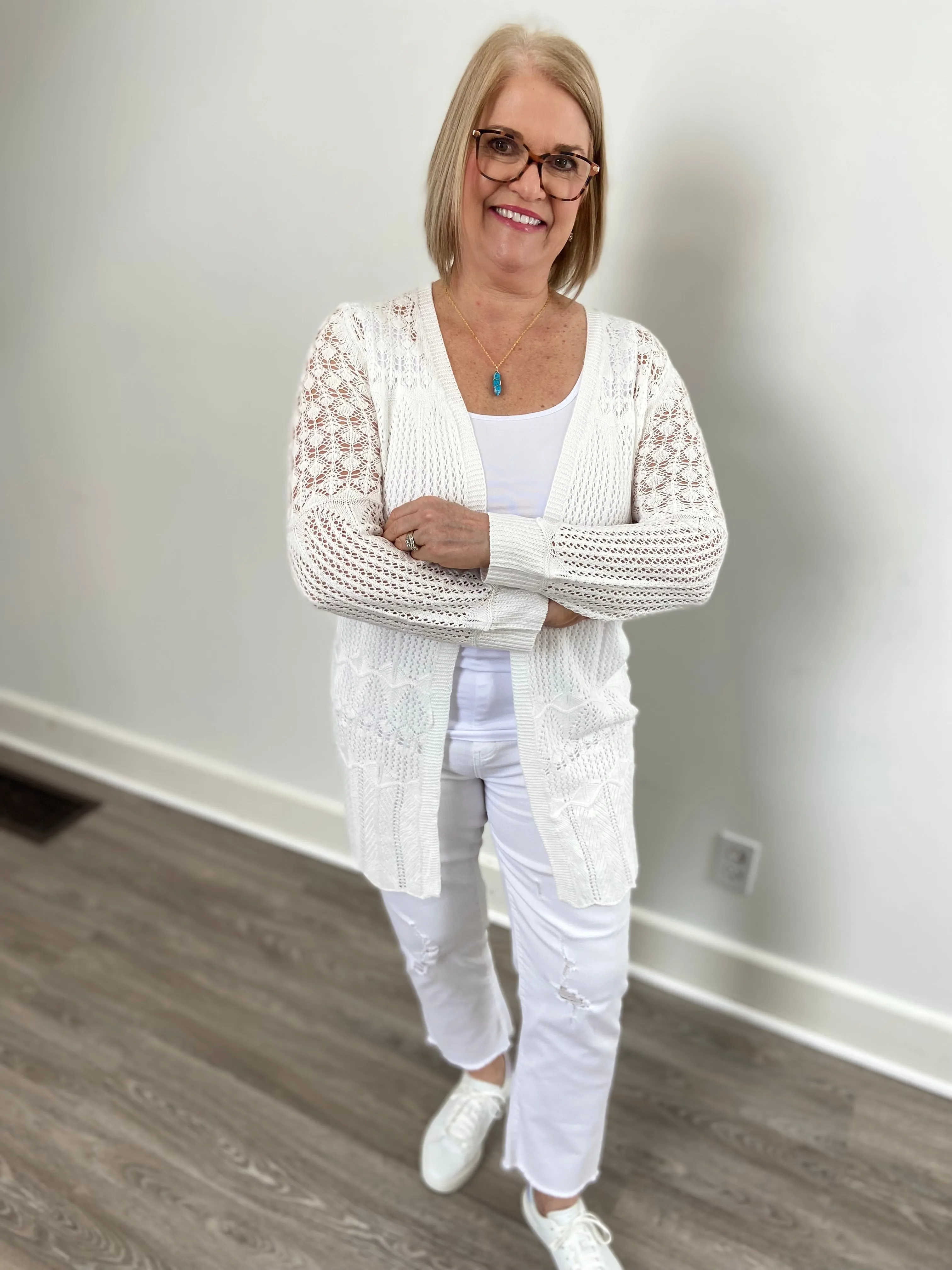 Lace Open-Front Cardigan