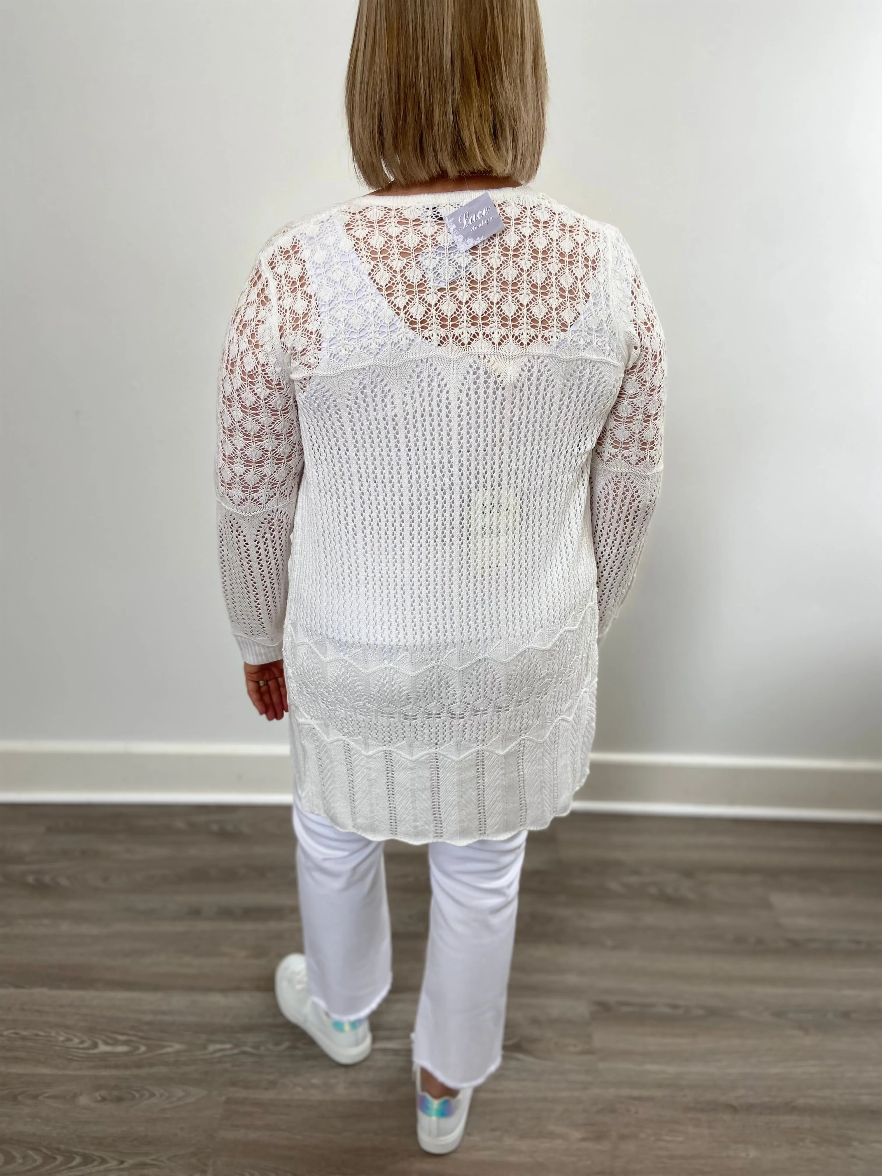 Lace Open-Front Cardigan