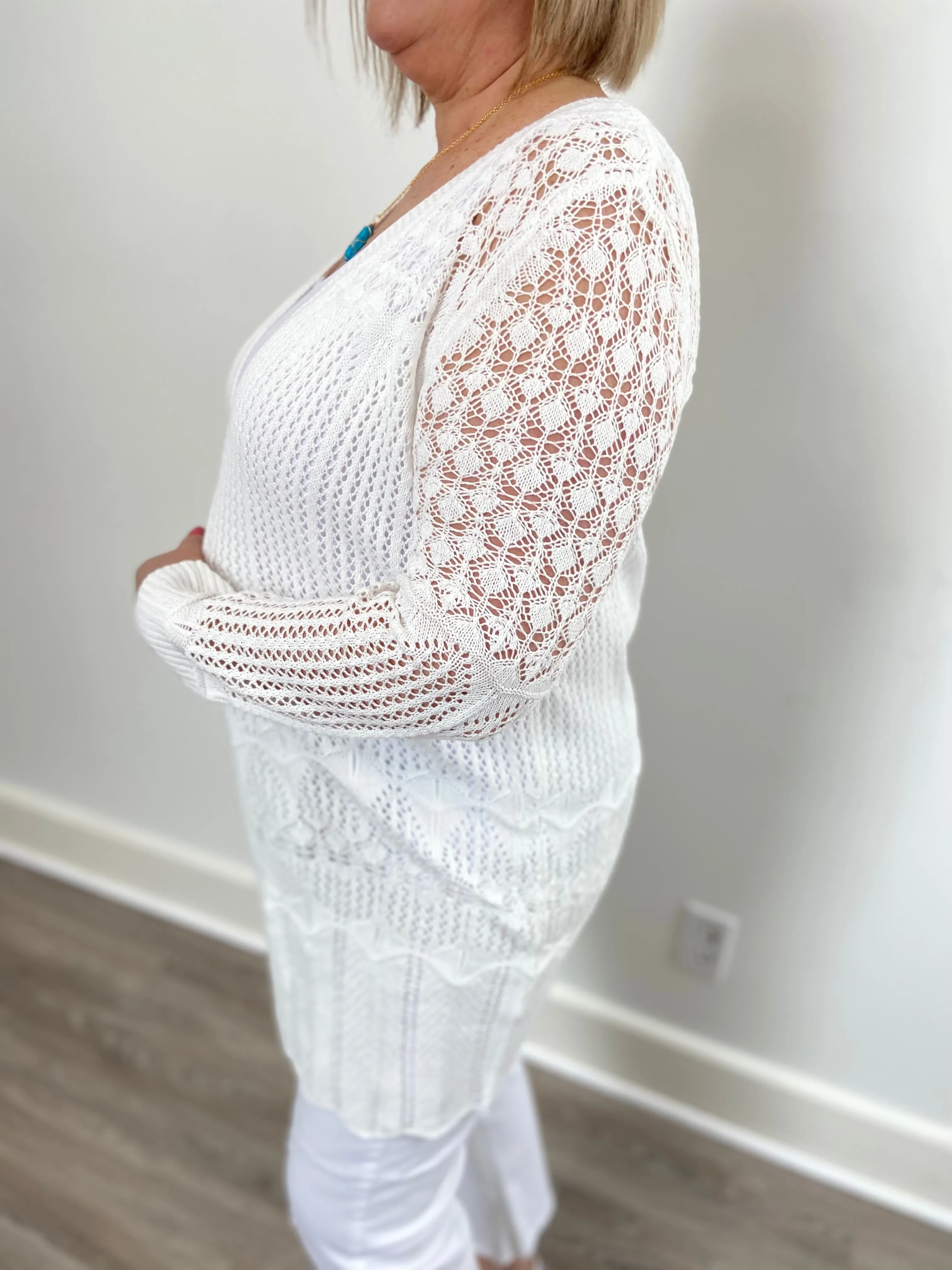 Lace Open-Front Cardigan