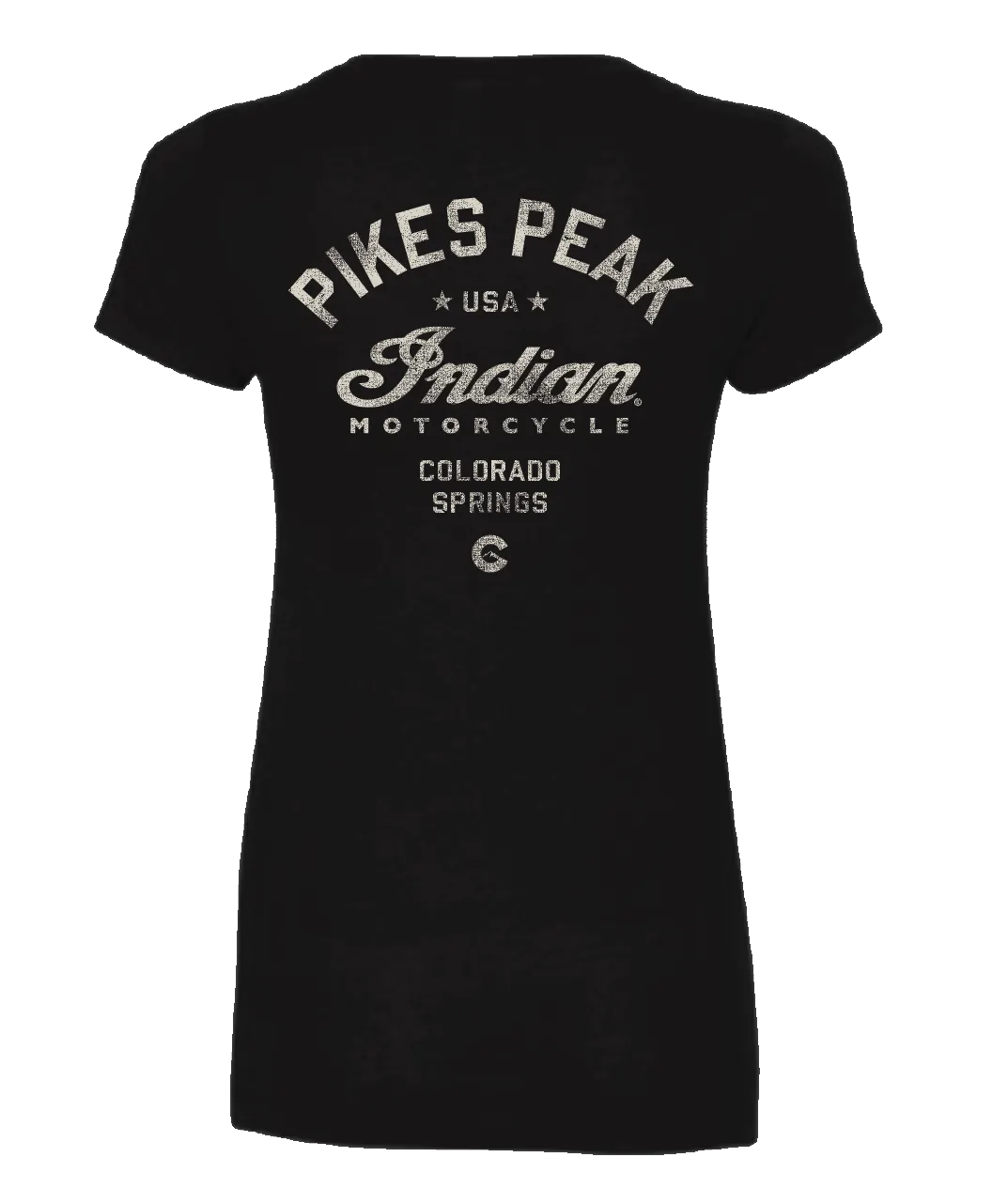 Ladies V-Neck Pikes Peak Vintage Script - Black