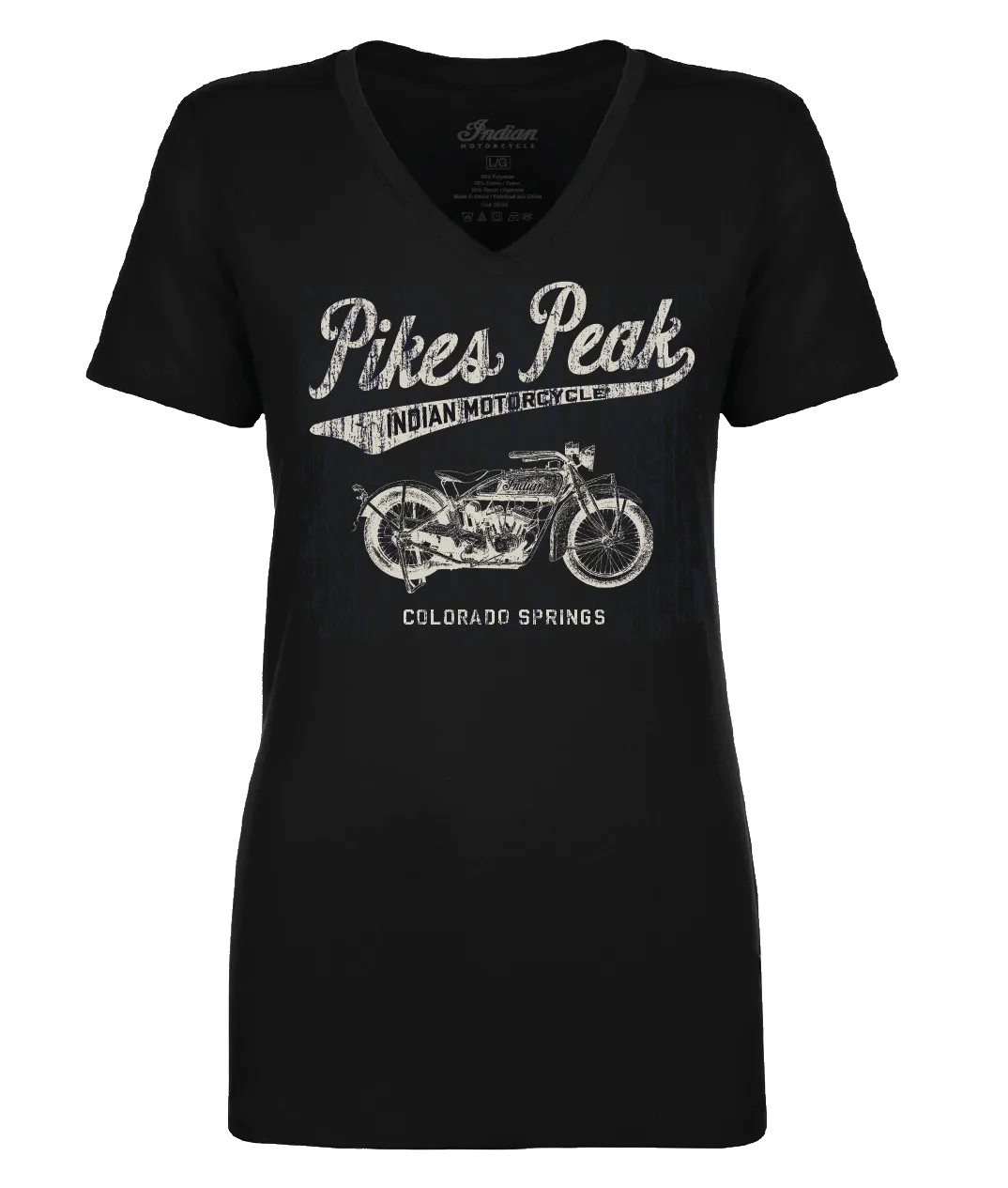 Ladies V-Neck Pikes Peak Vintage Script - Black