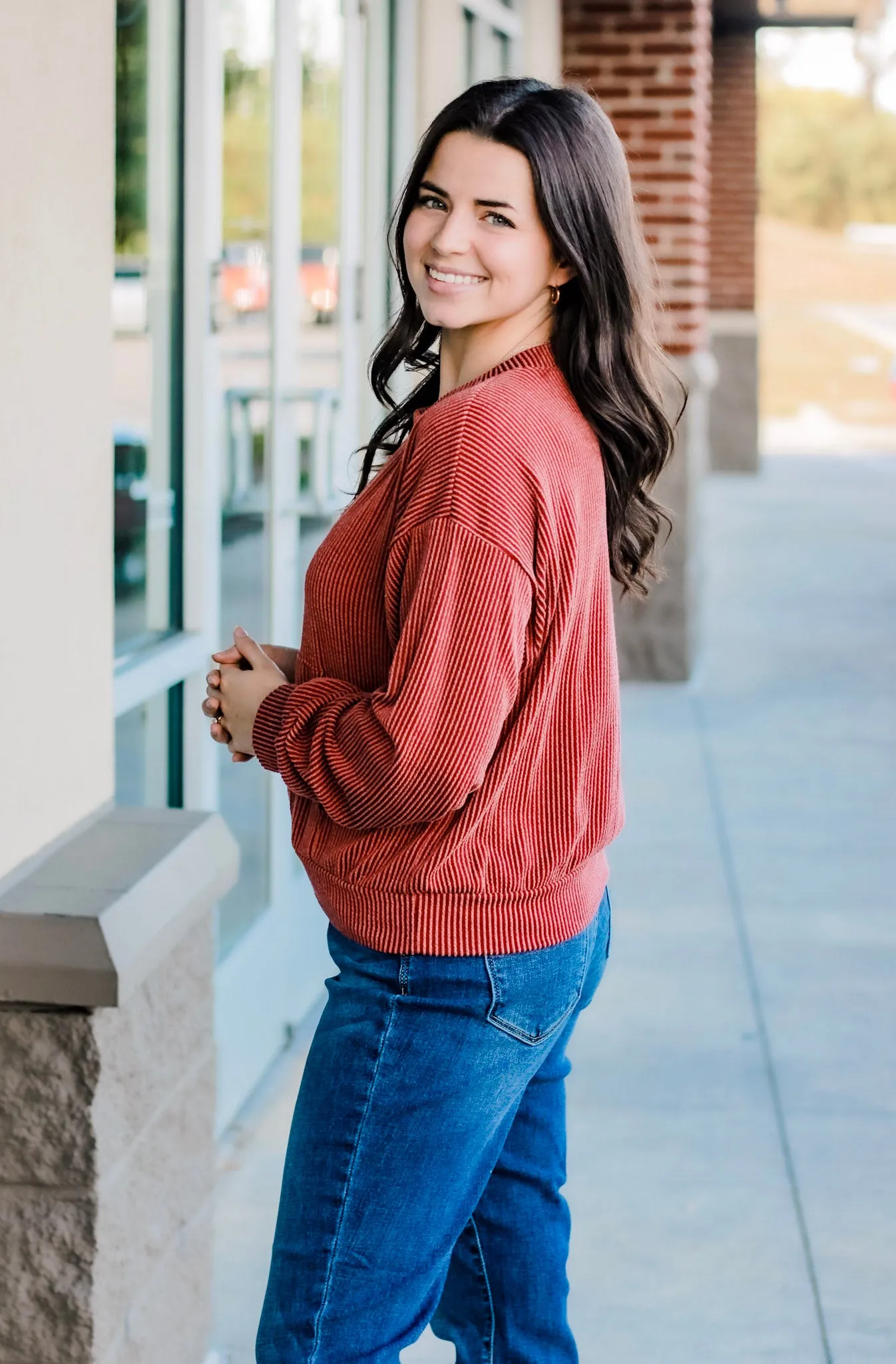 Lazy Day Cropped Pullover in Rust