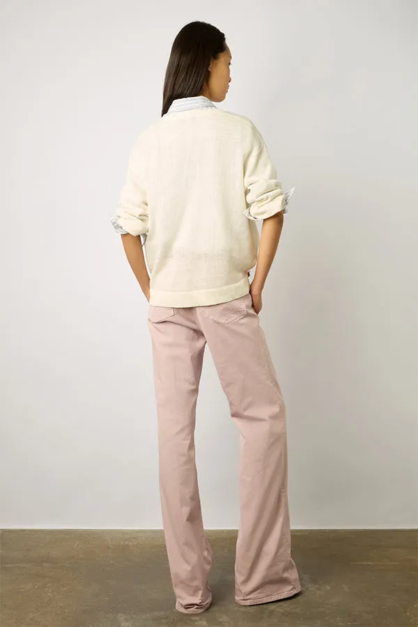 LEE ECRU V-NECK LINEN SWEATER