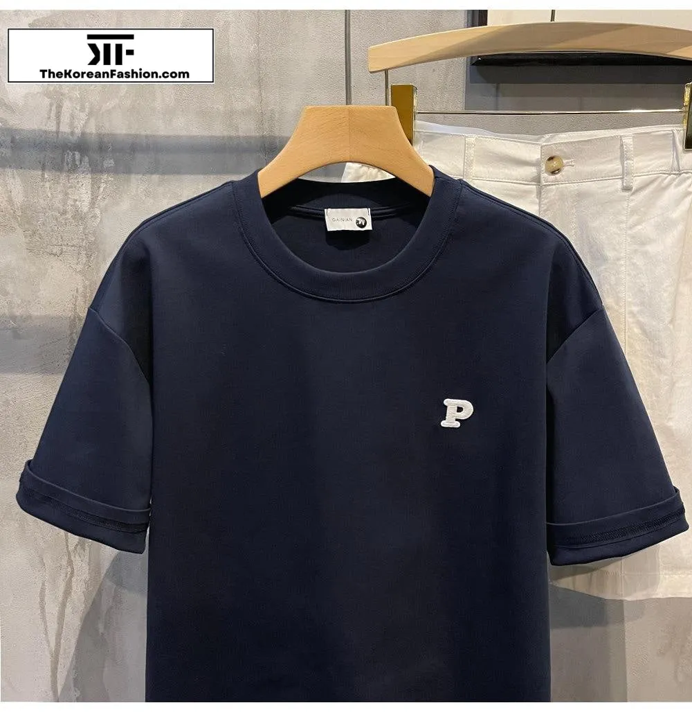 Letter P Embroidered T-Shirt
