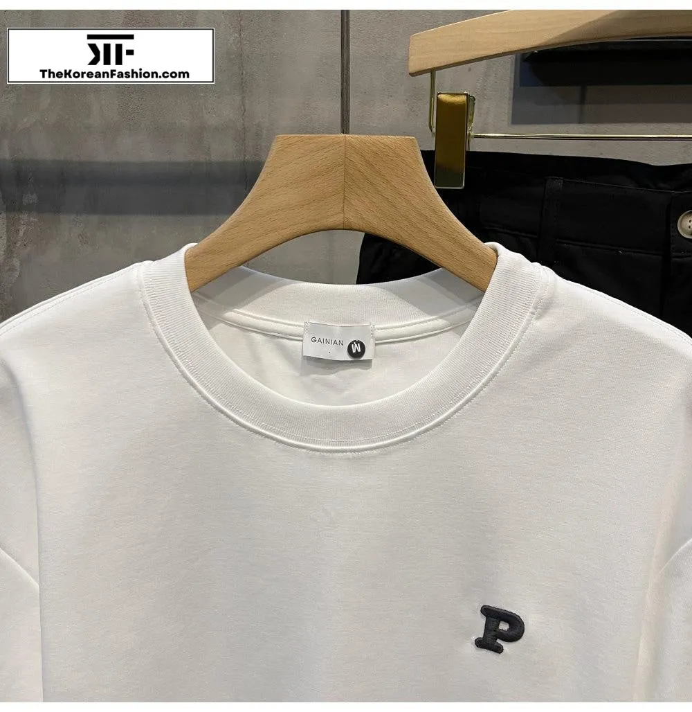 Letter P Embroidered T-Shirt