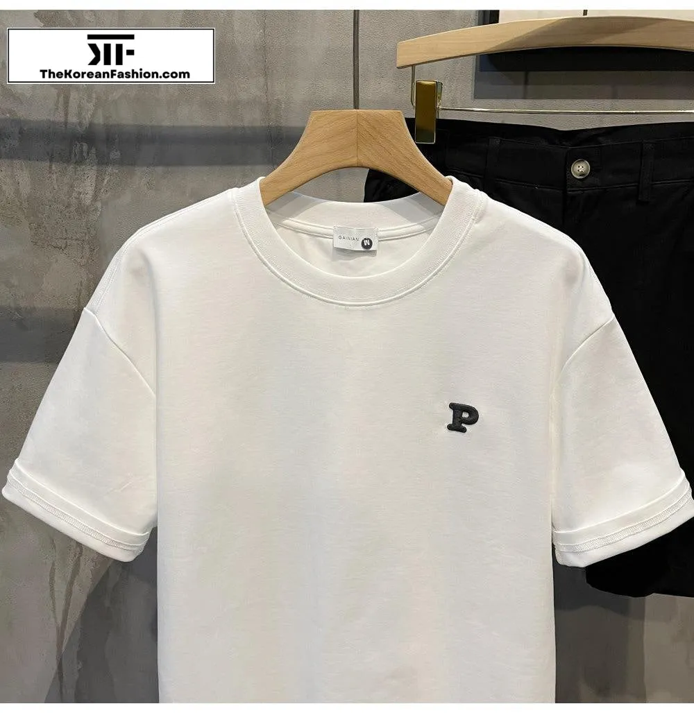 Letter P Embroidered T-Shirt
