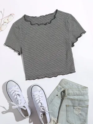 Lettuce Trim Striped Top(CLEARANCE SALE
