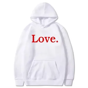 Love Printed Fleece Full Sleeves Pull Over Hoodie For Women