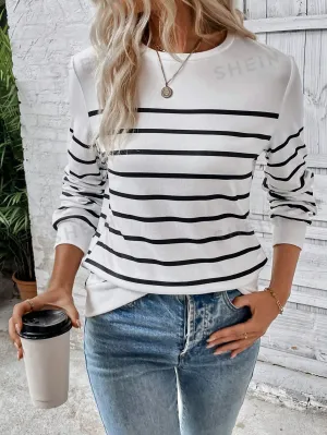 LUNE Striped Print Long Sleeve Sweatshirt