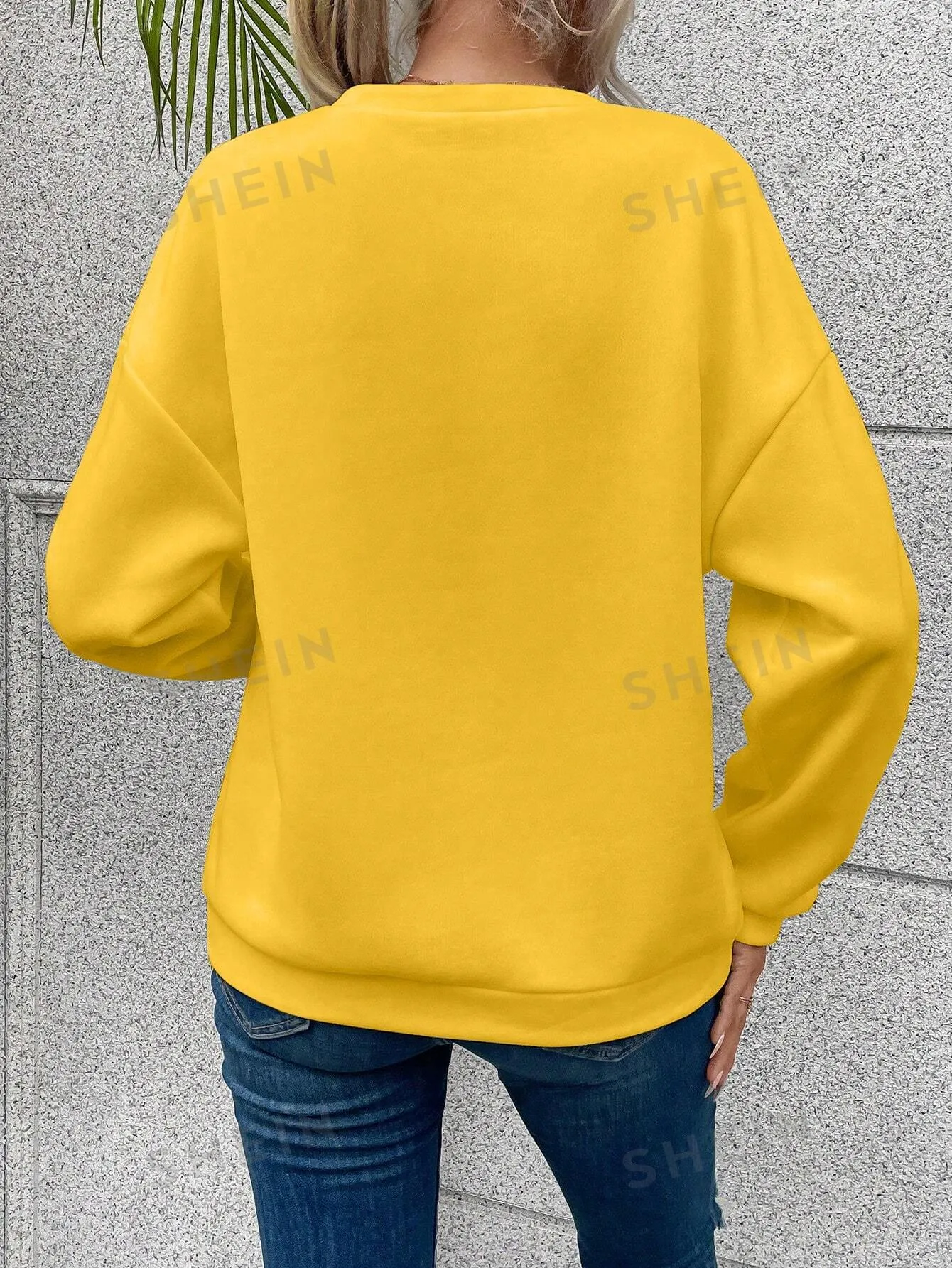 LUNE Women's Minimalist Graphic Print Crew Neck Long Sleeve Sweatshirt