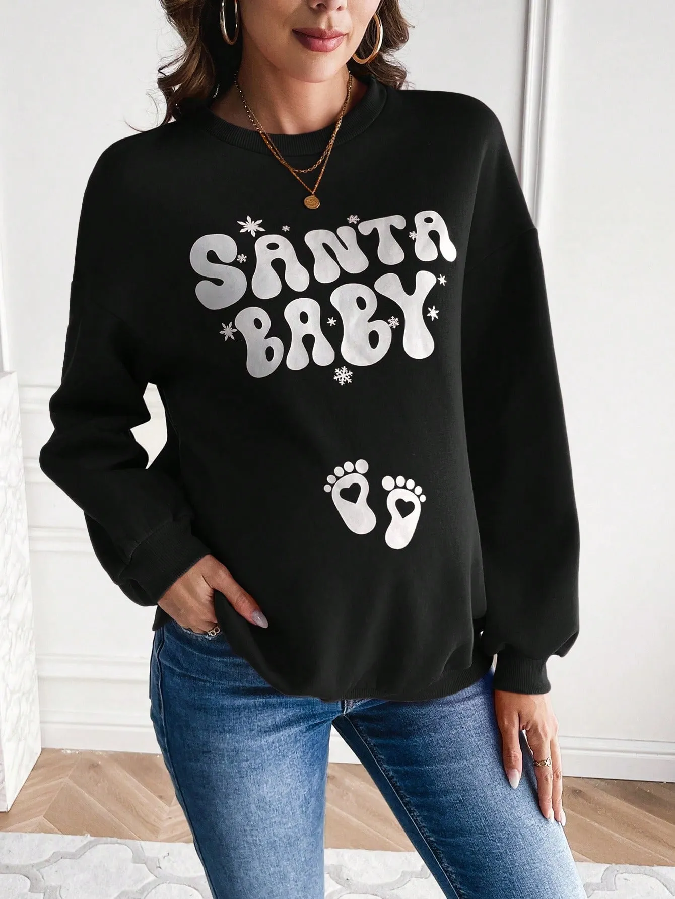 Maternity Sweatshirt With Text Print