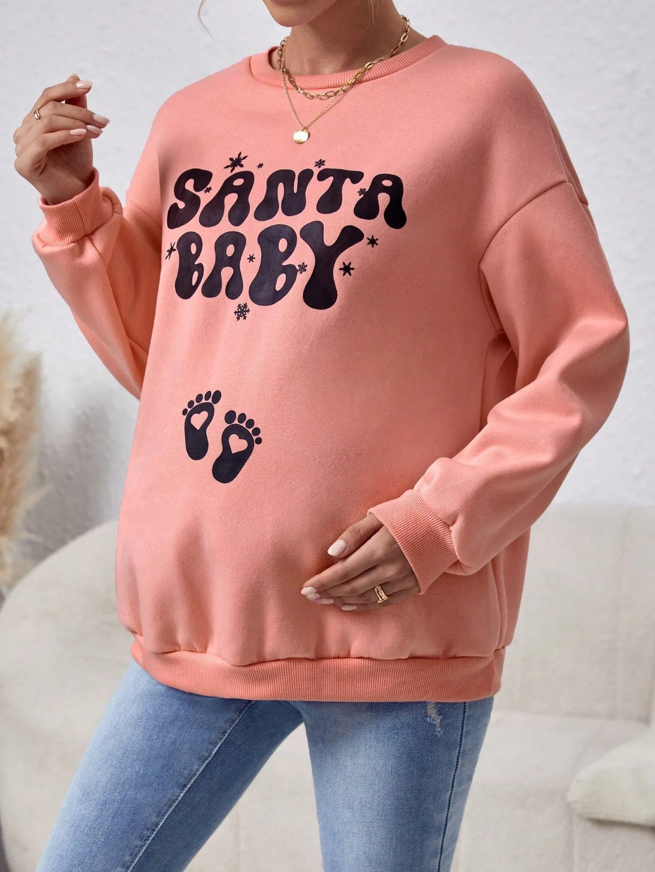 Maternity Sweatshirt With Text Print