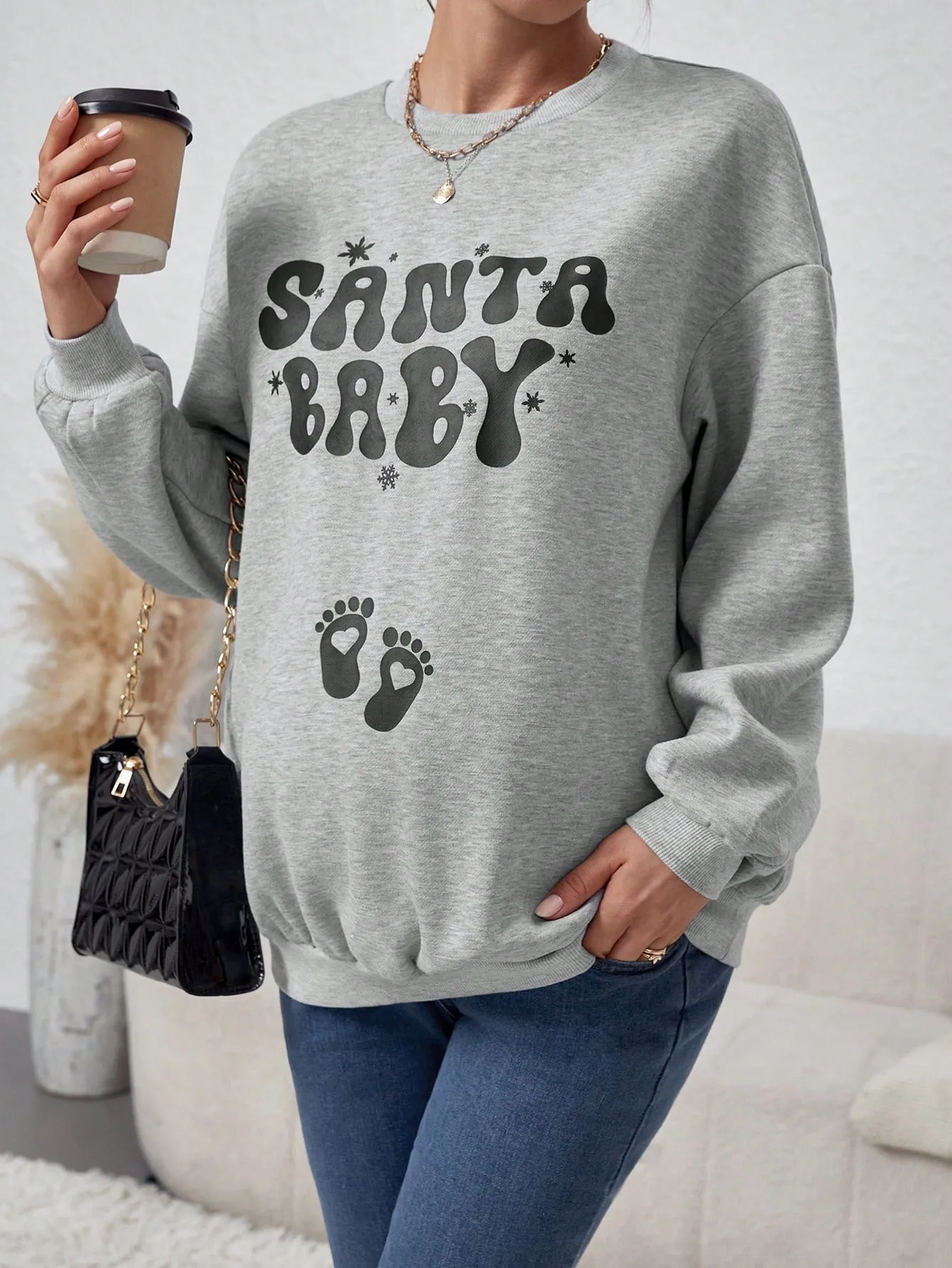 Maternity Sweatshirt With Text Print