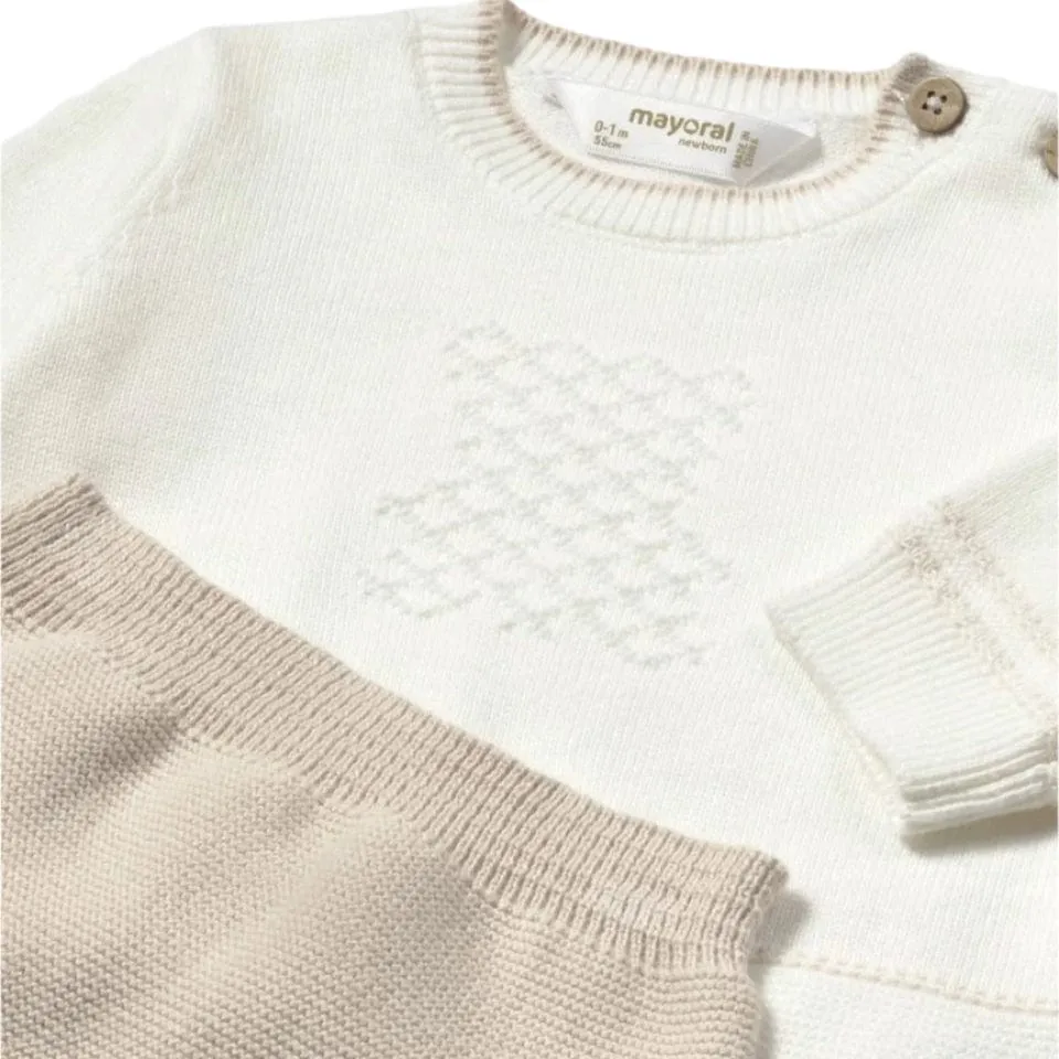 Mayoral Taupe & Cream Fine Knit Jumper and Leggings Set