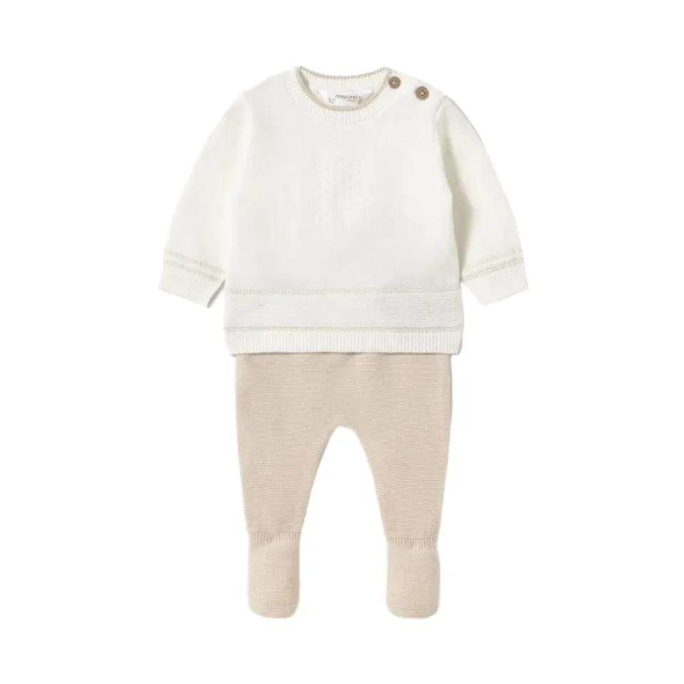 Mayoral Taupe & Cream Fine Knit Jumper and Leggings Set