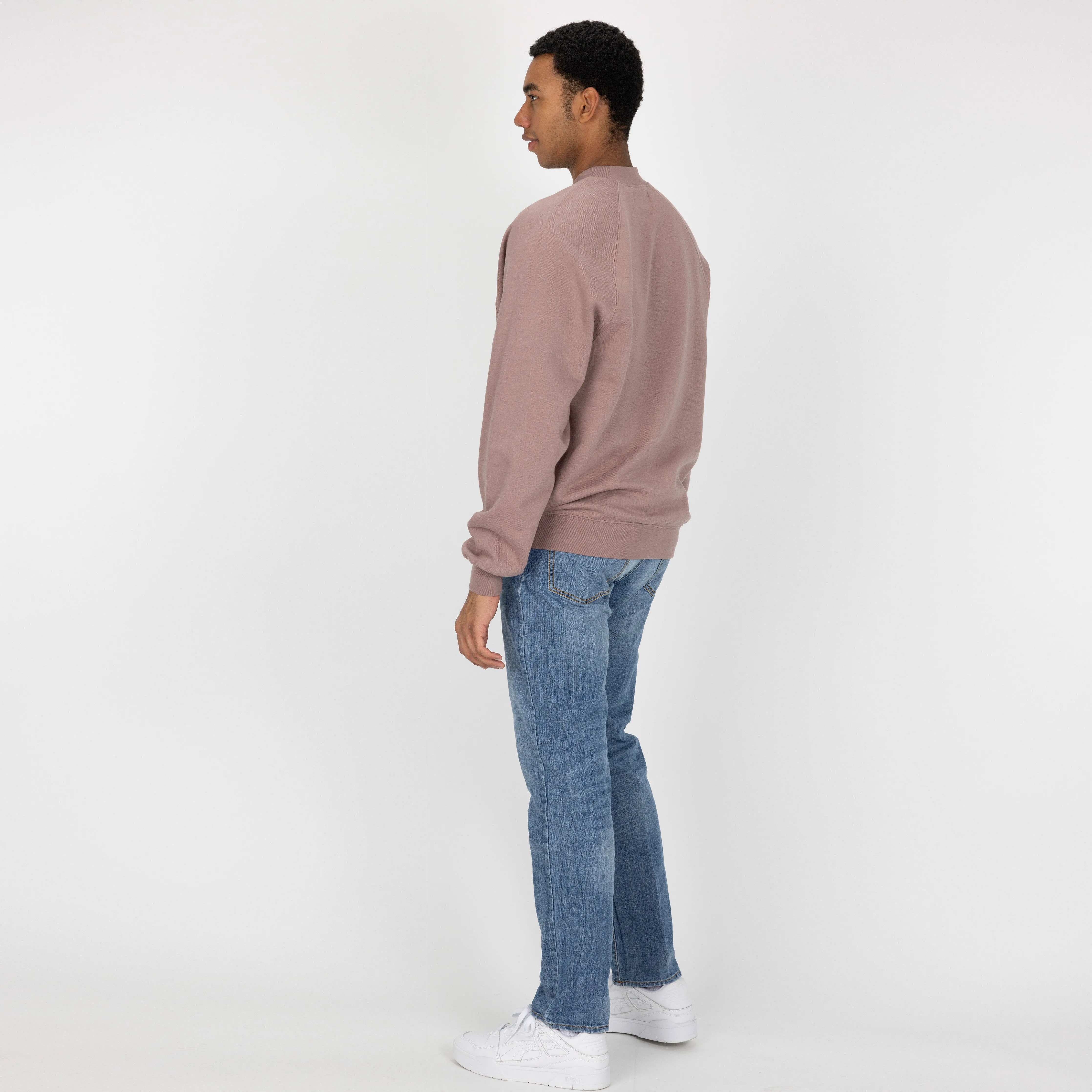 Mens Oversized Raglan Fleece Crew Sweatshirt - Antler