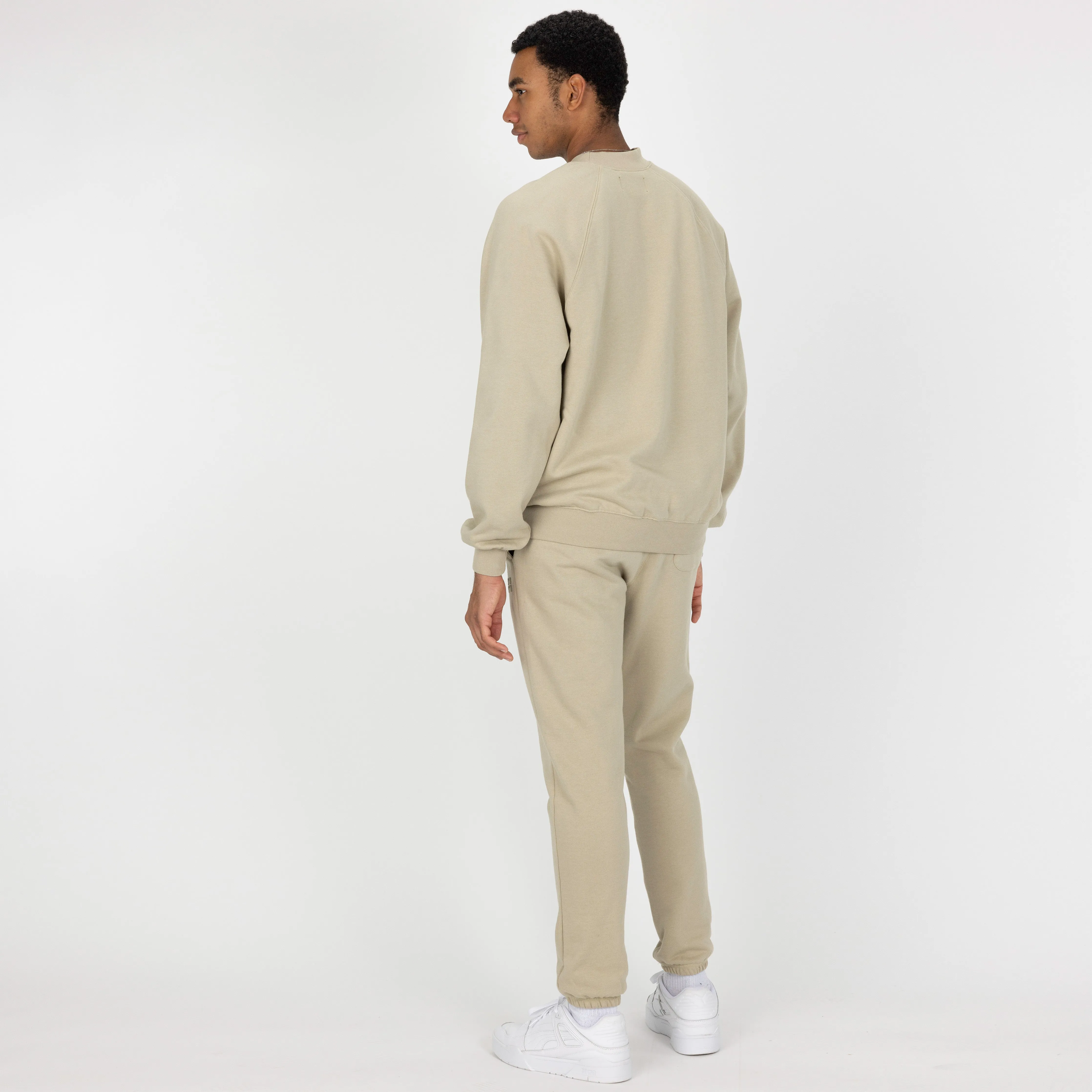 Mens Oversized Raglan Fleece Crew Sweatshirt - Oatmeal