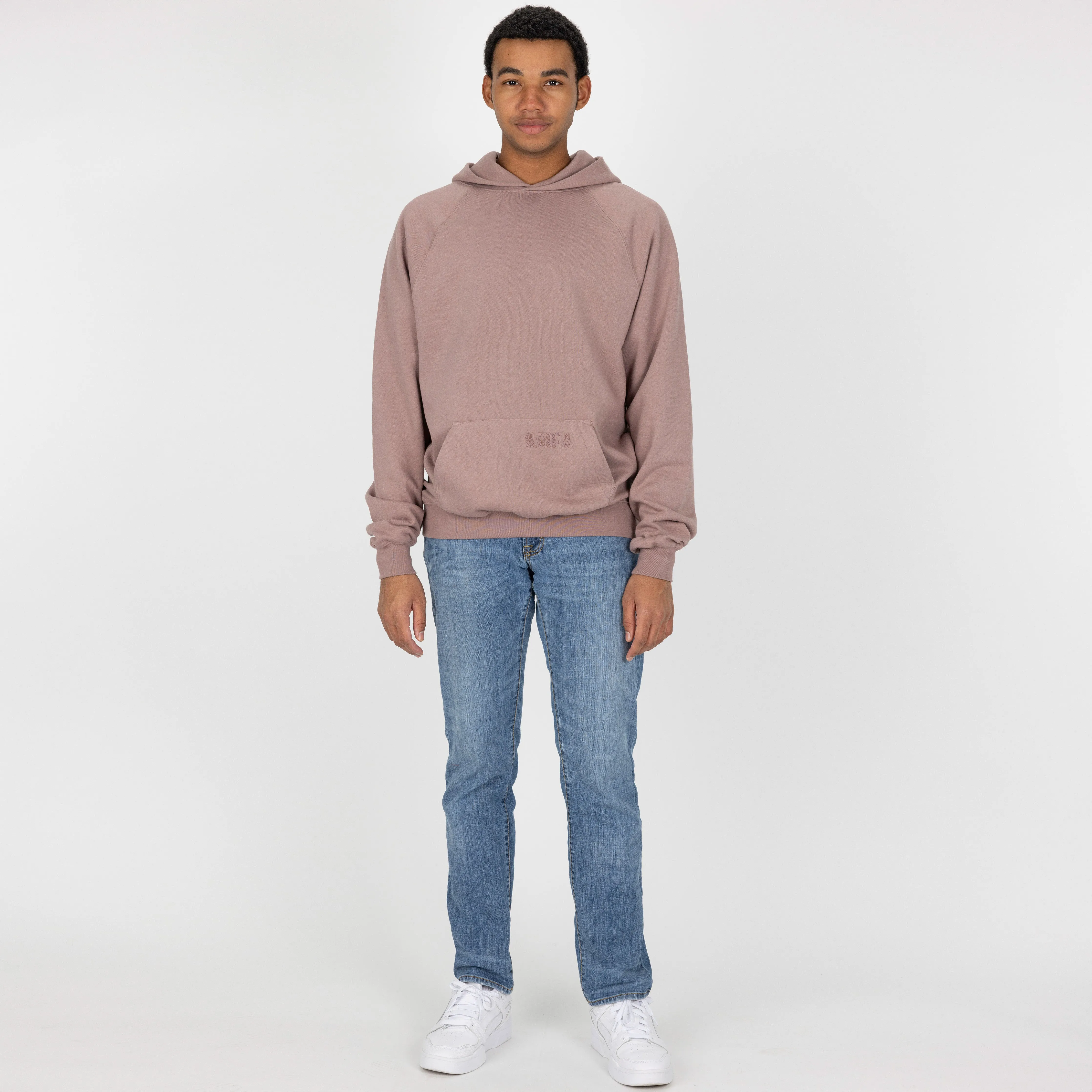 Mens Oversized Raglan Fleece Hoodie - Antler