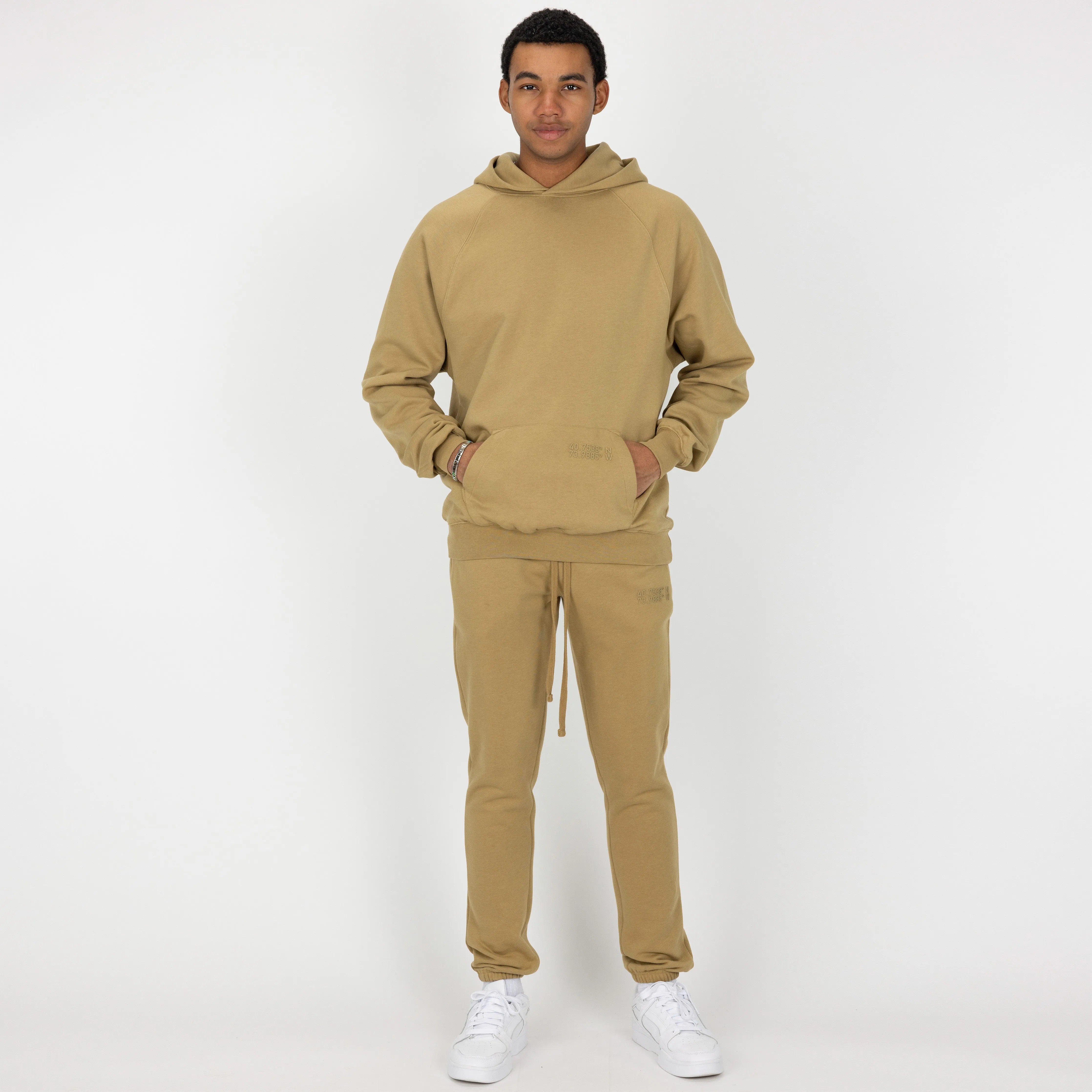 Mens Oversized Raglan Fleece Hoodie - Fennel Seed