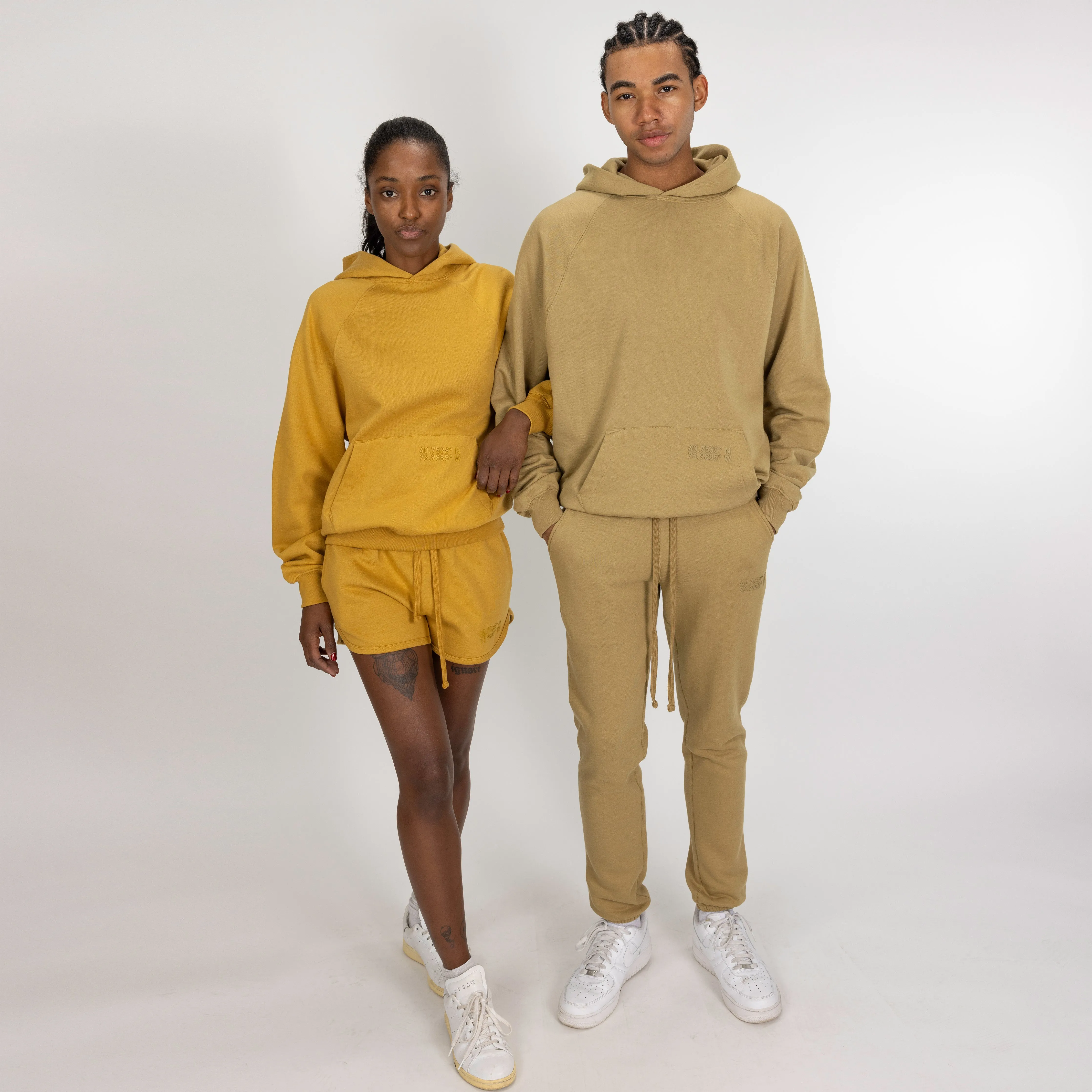 Mens Oversized Raglan Fleece Hoodie - Honey Mustard