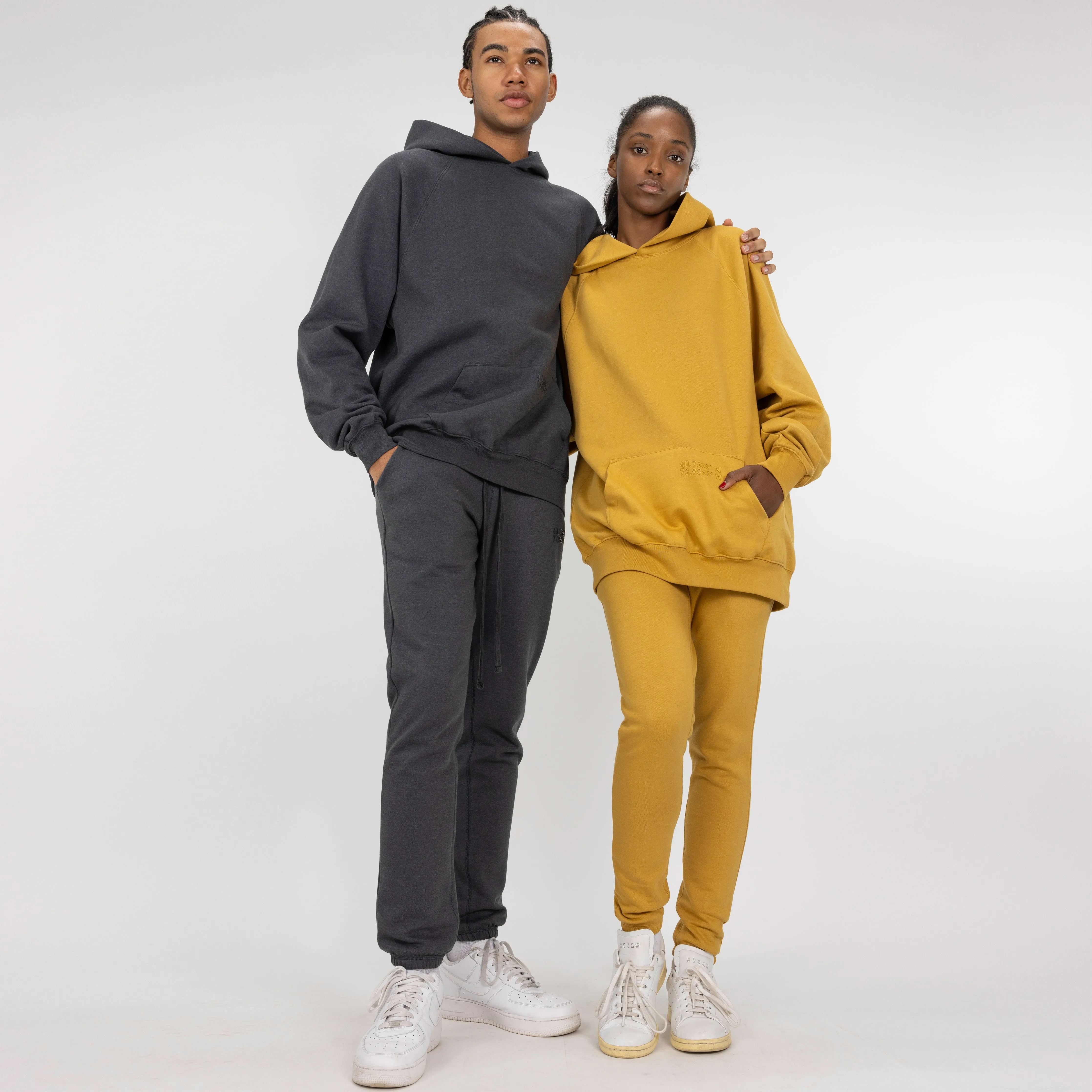 Mens Oversized Raglan Fleece Hoodie - Honey Mustard